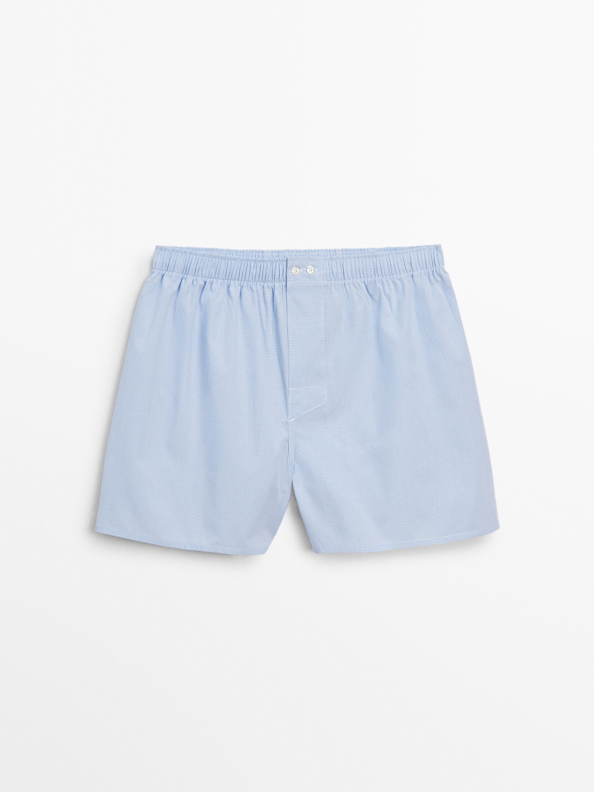 Gingham poplin boxers Sky Blue Navy Blue Homewear Massimo Dutti