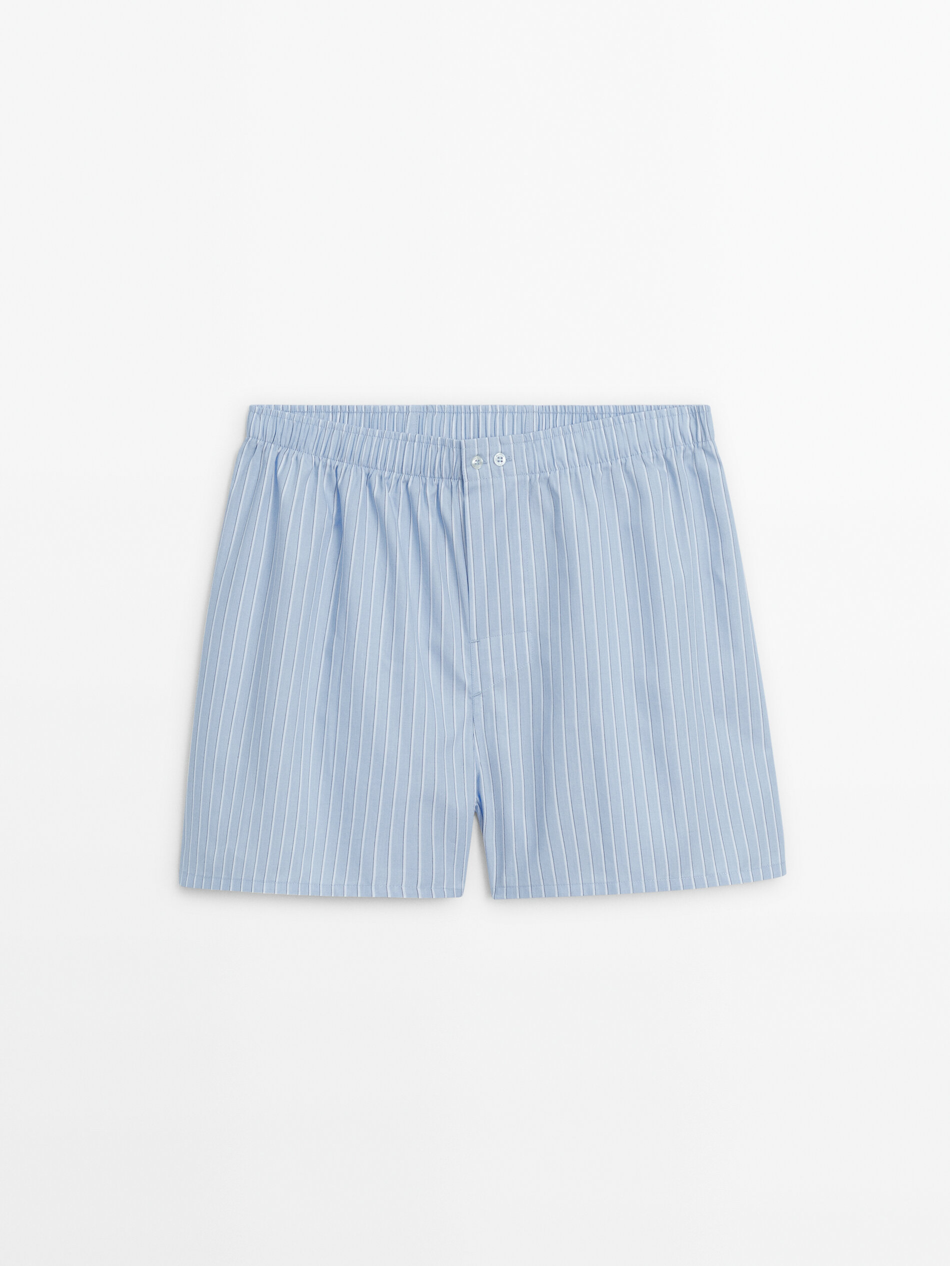 Striped poplin boxers Sky Blue Homewear Massimo Dutti