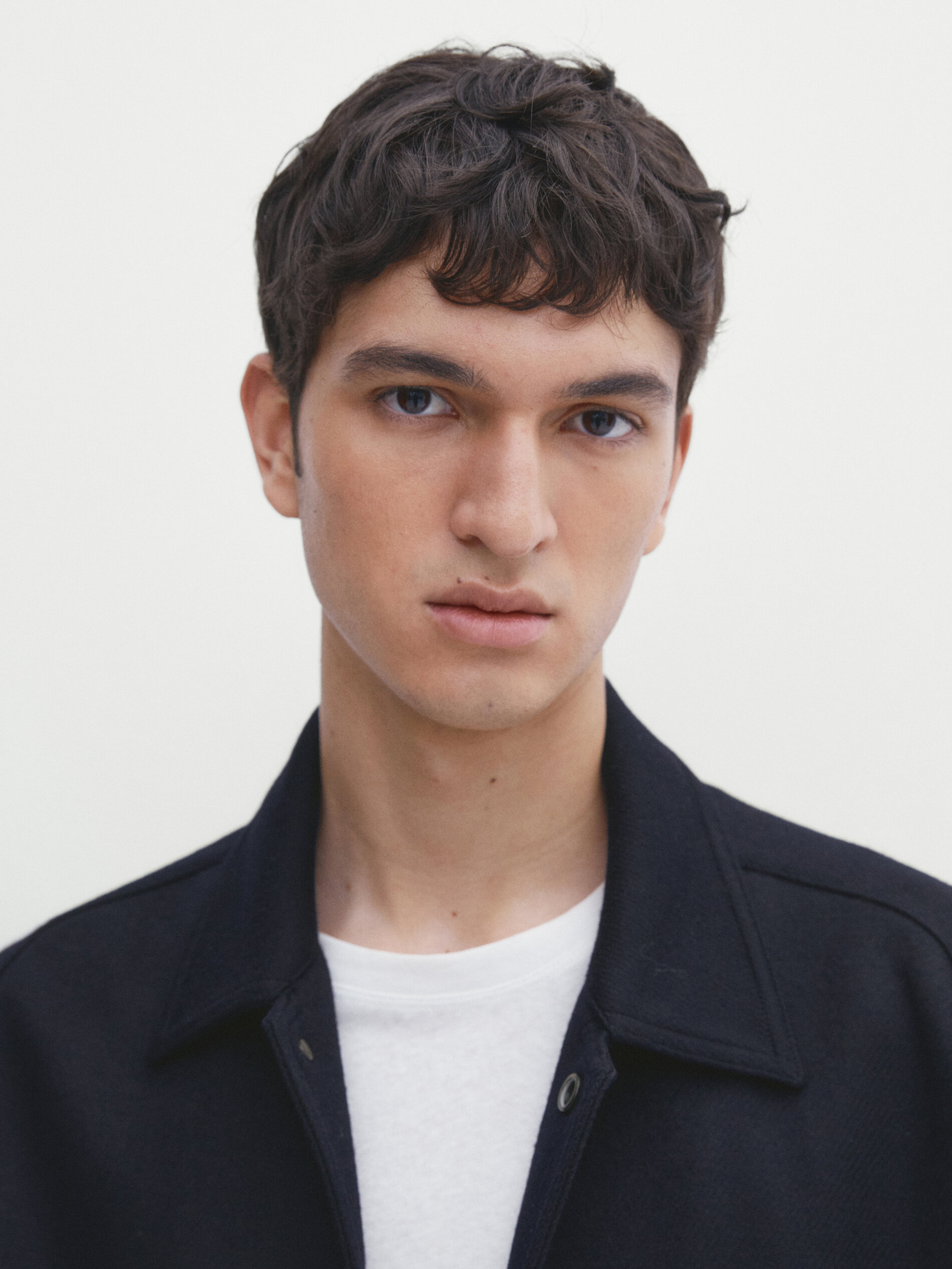 Wool blend jacket with snap buttons Navy Blue Polo Shirts And