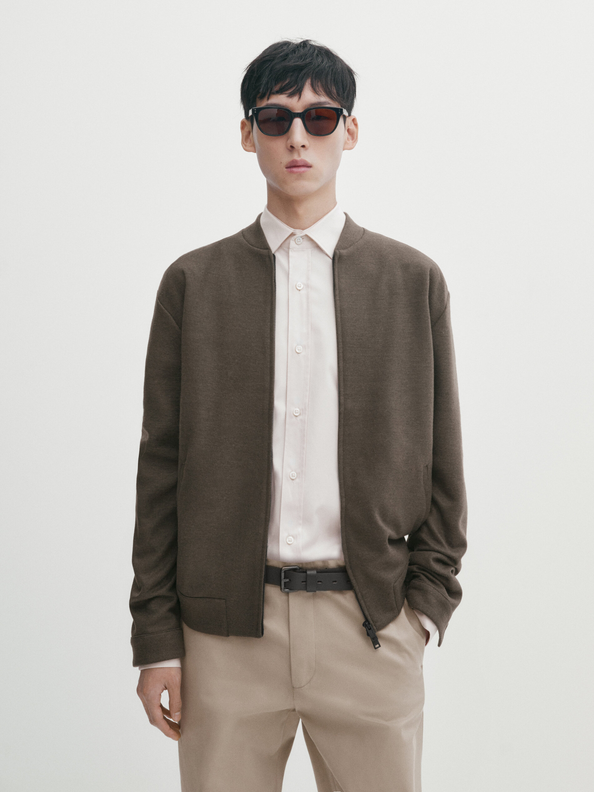 Wool blend bomber jacket