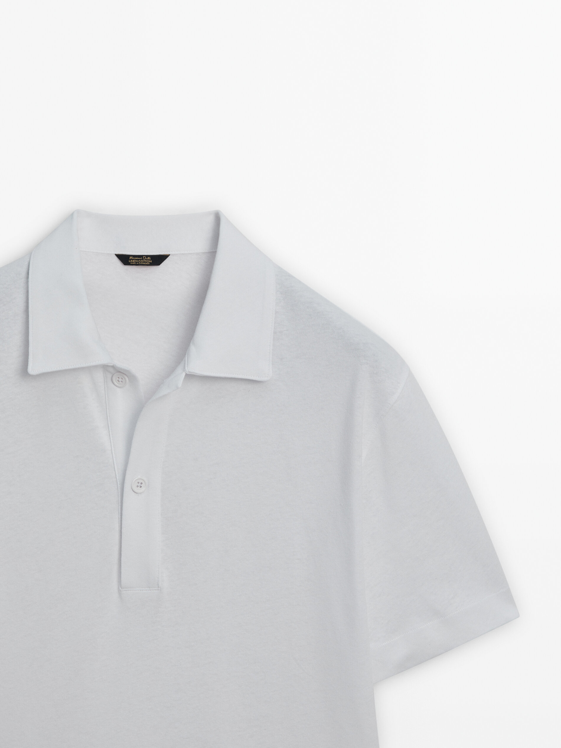 Linen and cotton blend polo shirt