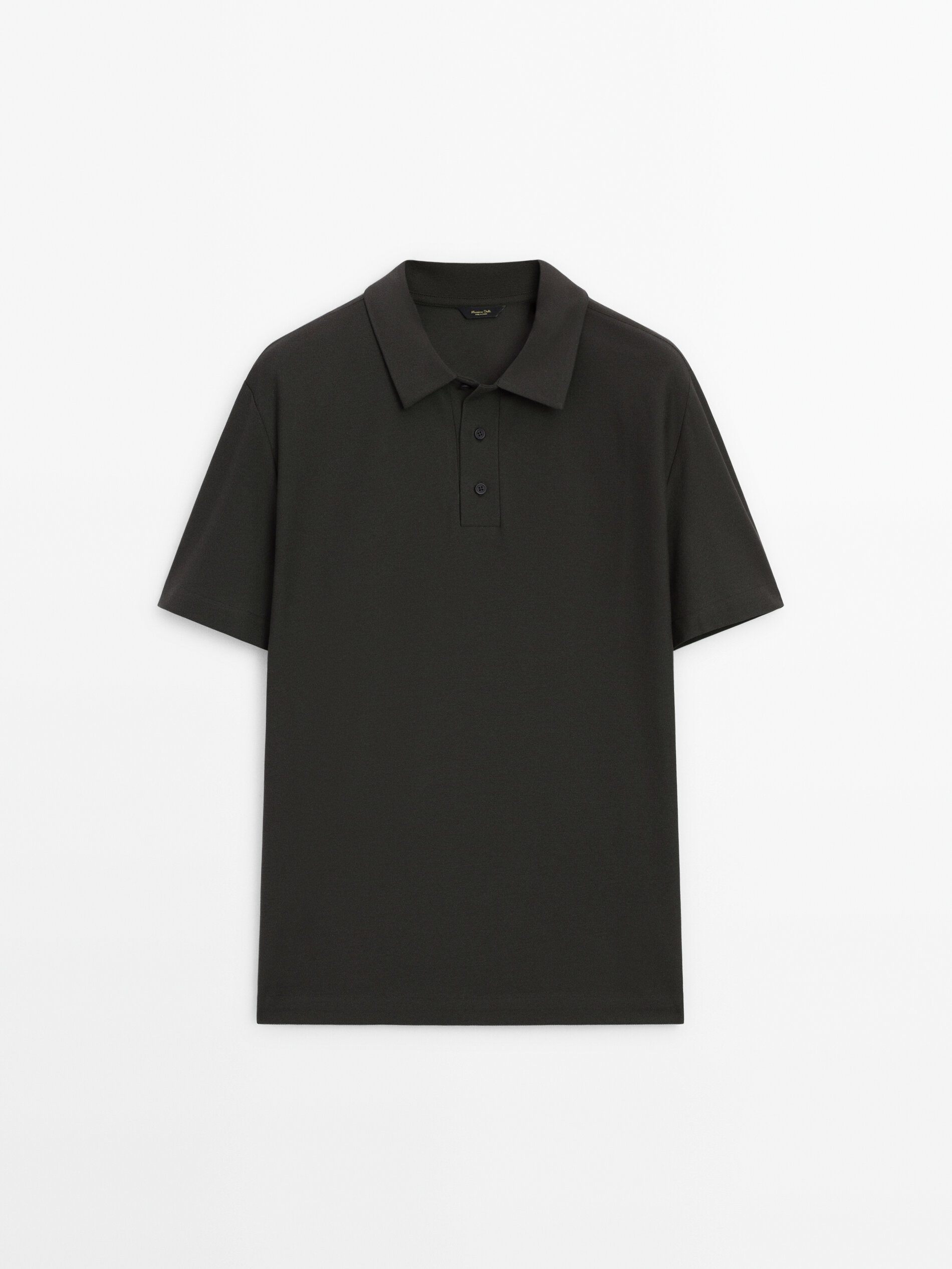 Short sleeve diagonal cotton micro twill polo shirt Steel Brown