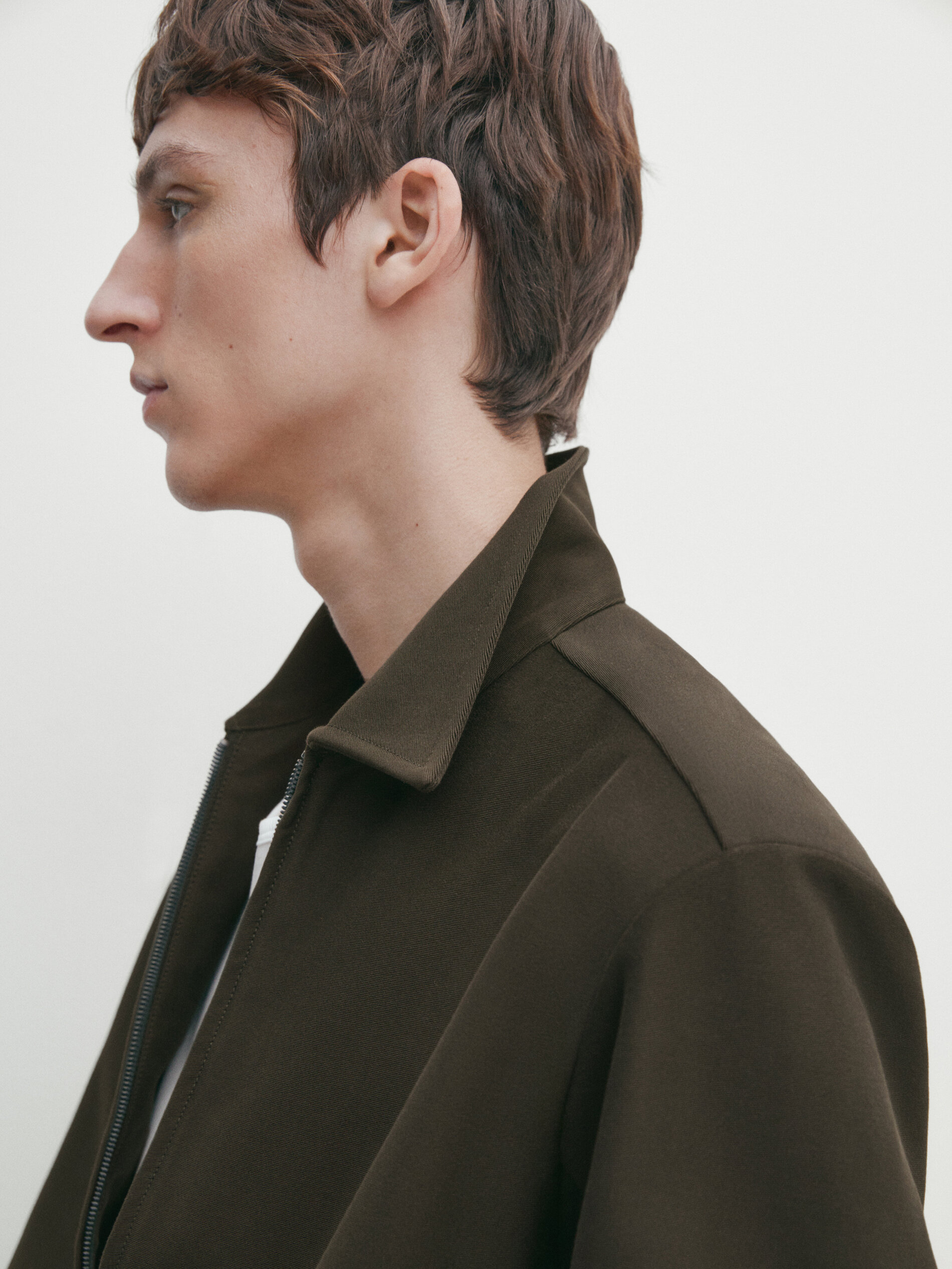 Twill bomber jacket with shirt collar Green Polo Shirts And T