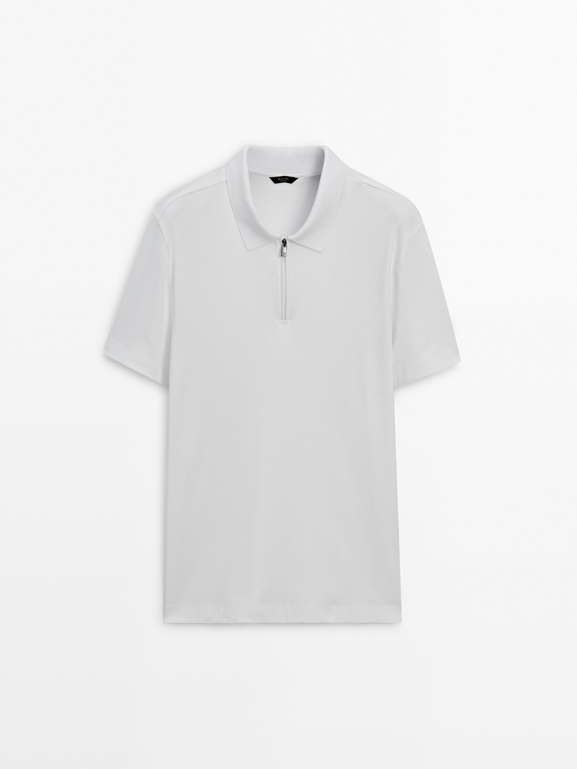 Short sleeve polo shirt with zip up collar