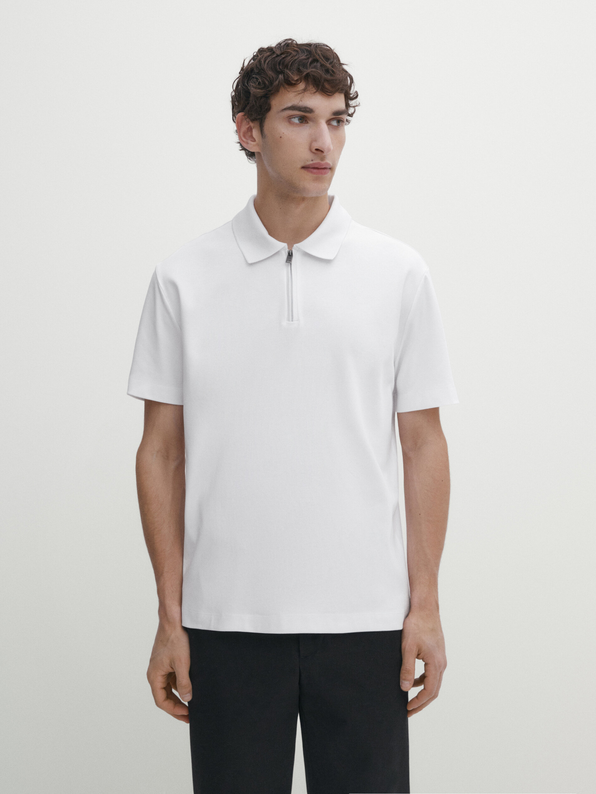 White zip deals up polo shirt