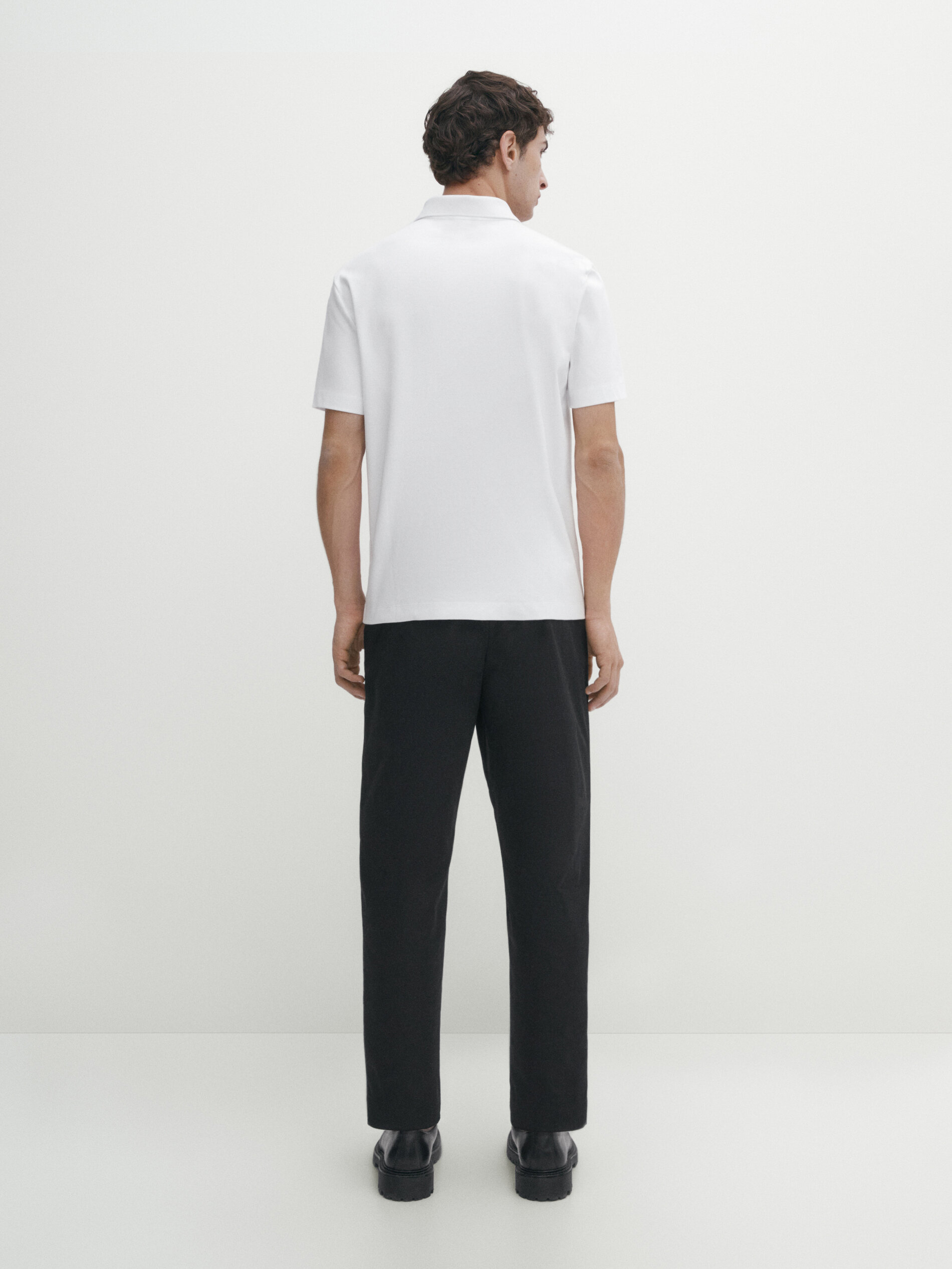 Short sleeve polo shirt with zip up collar