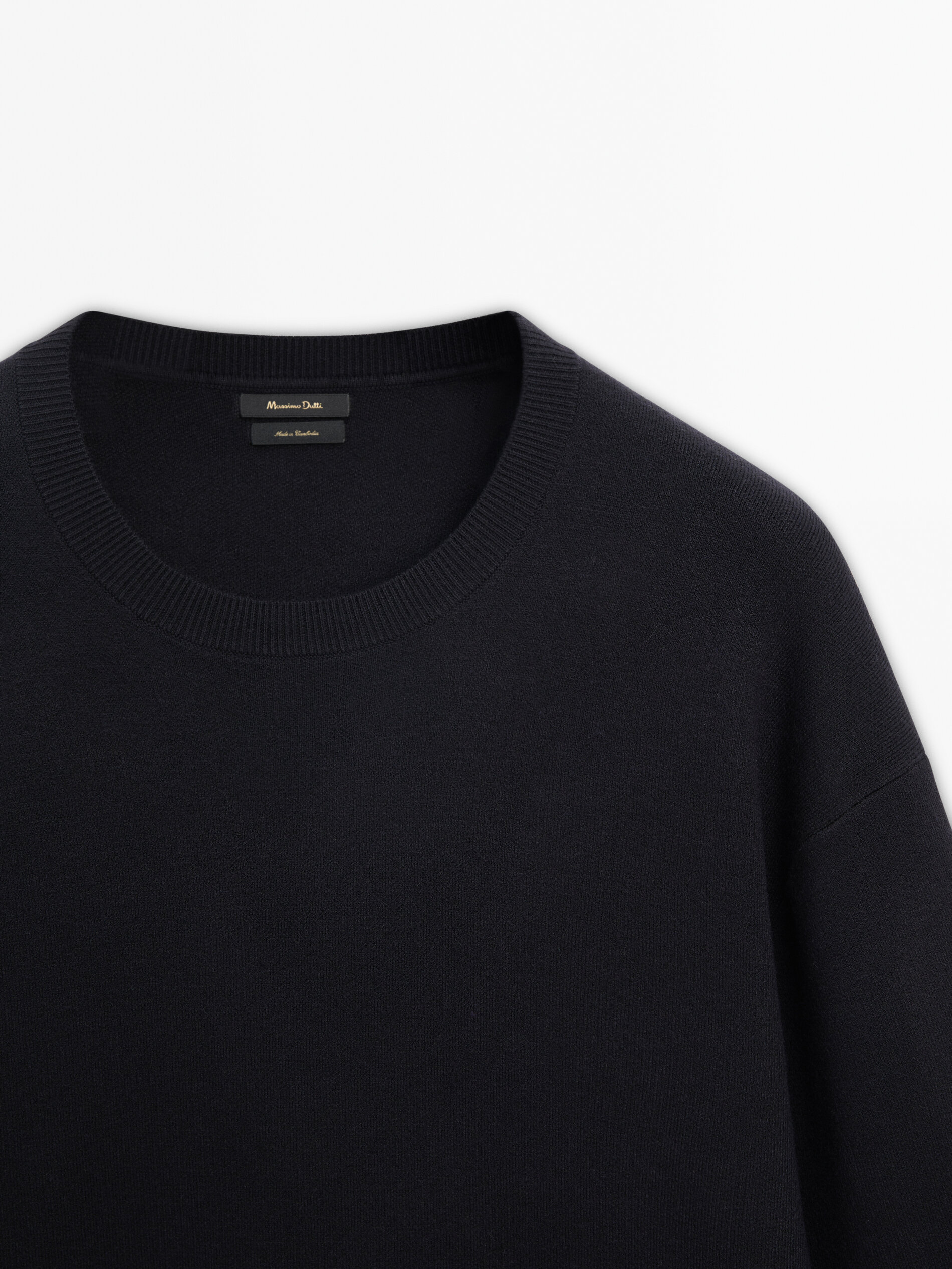 Crew neck knit jacquard sweater Navy Blue Black Anthracite