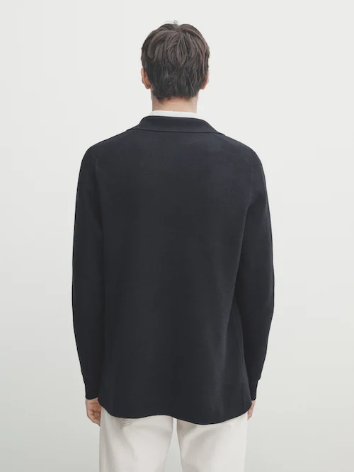 Blazer-effect knit cardigan Sweaters Massimo · And · Cardigans Dutti | Blue Navy
