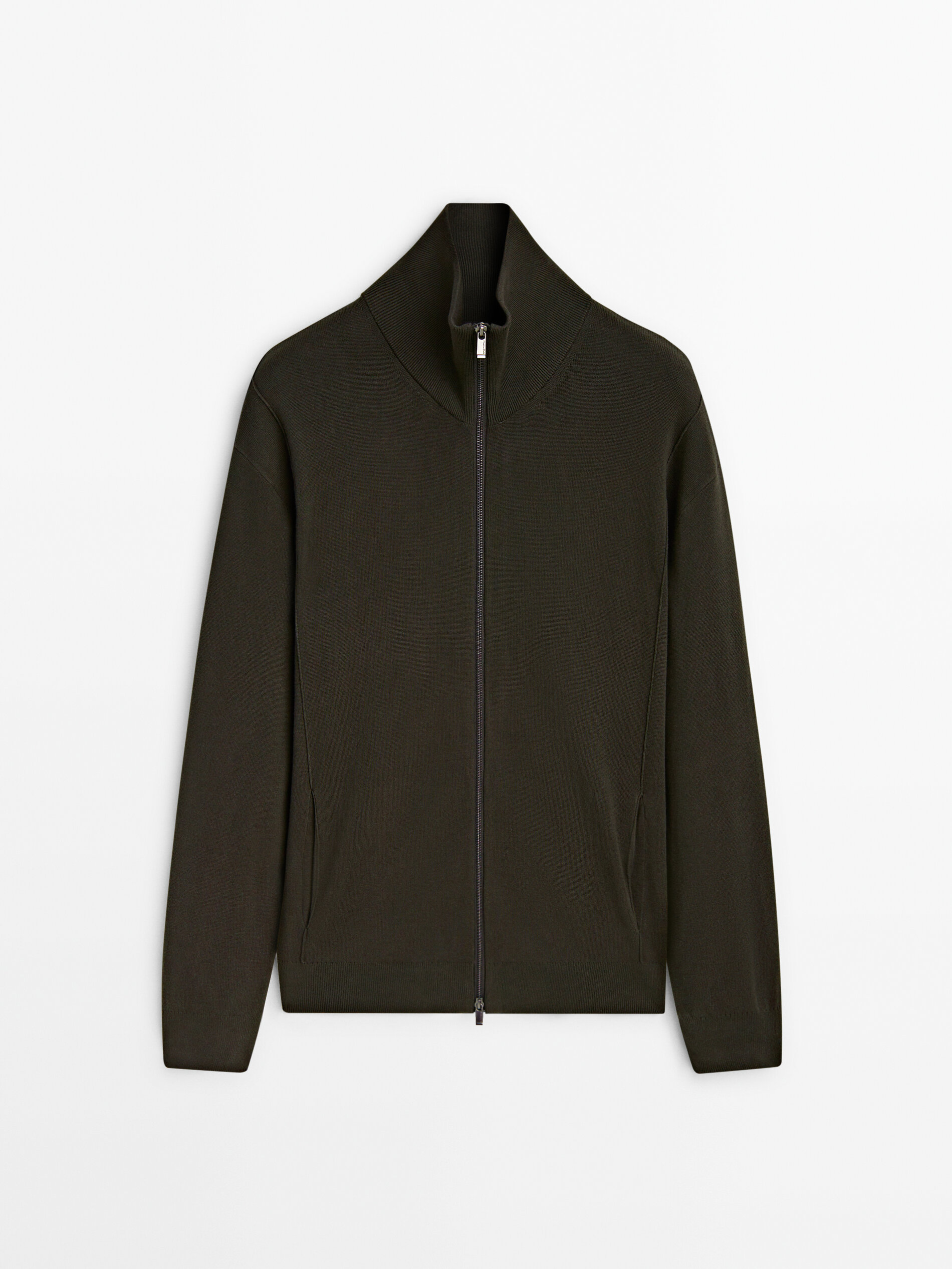 Milano knit cardigan with a mock neck and zip