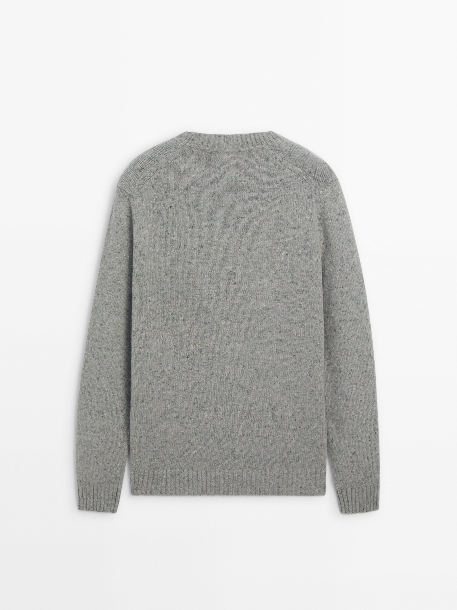 Crew neck knop yarn sweater Grey Marl Sweaters And Cardigans