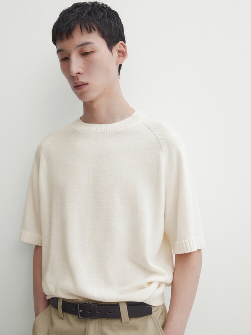 마시모두띠 Massimo Dutti Short sleeve knit sweater with cotton