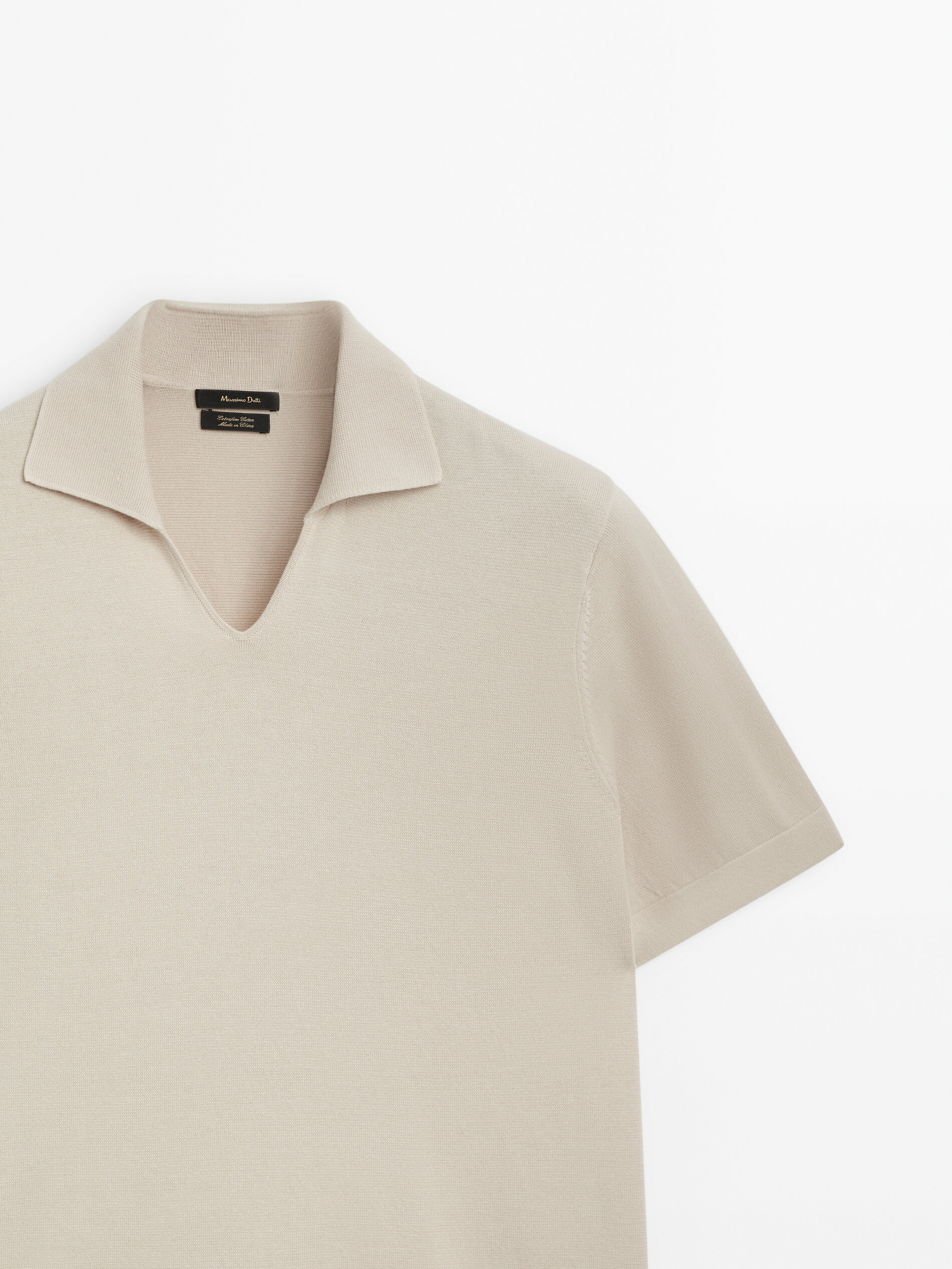 Milano knit short sleeve polo sweater Beige White Pale Green