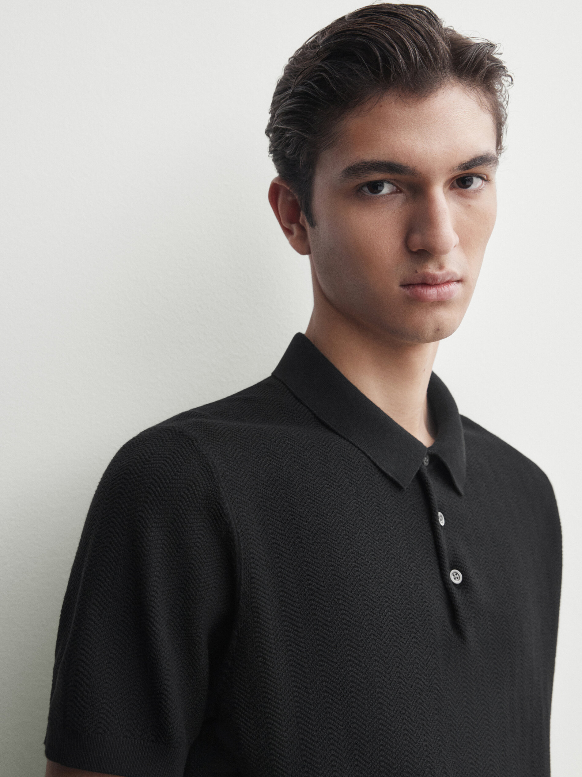 Short sleeve black polo neck jumper discount