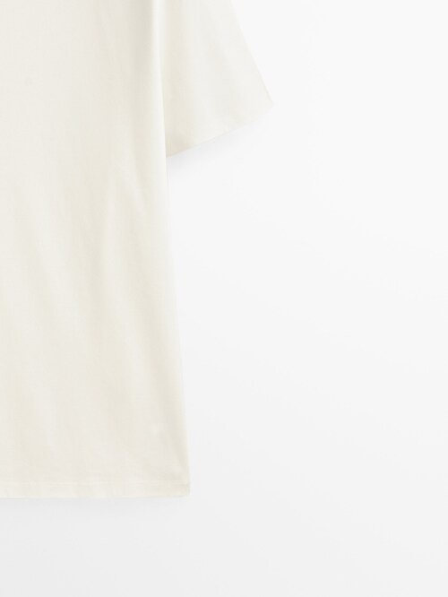 Hombre Massimo Dutti Camiseta Manga Corta Algodón Mercerizado Negro