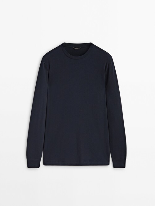 100% cotton long Navy Black, White Charcoal | Blue, Pure T-shirts Massimo Dutti sleeve · · Cream, Green-grey, Grey, T-shirt