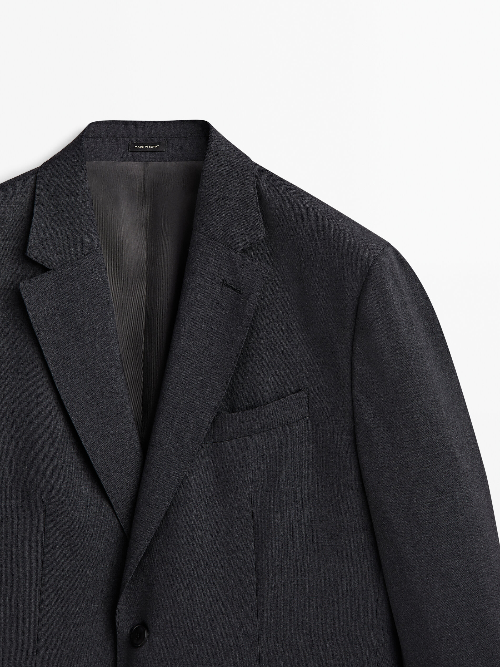 Grey bi stretch wool suit blazer Grey Dressy Massimo Dutti