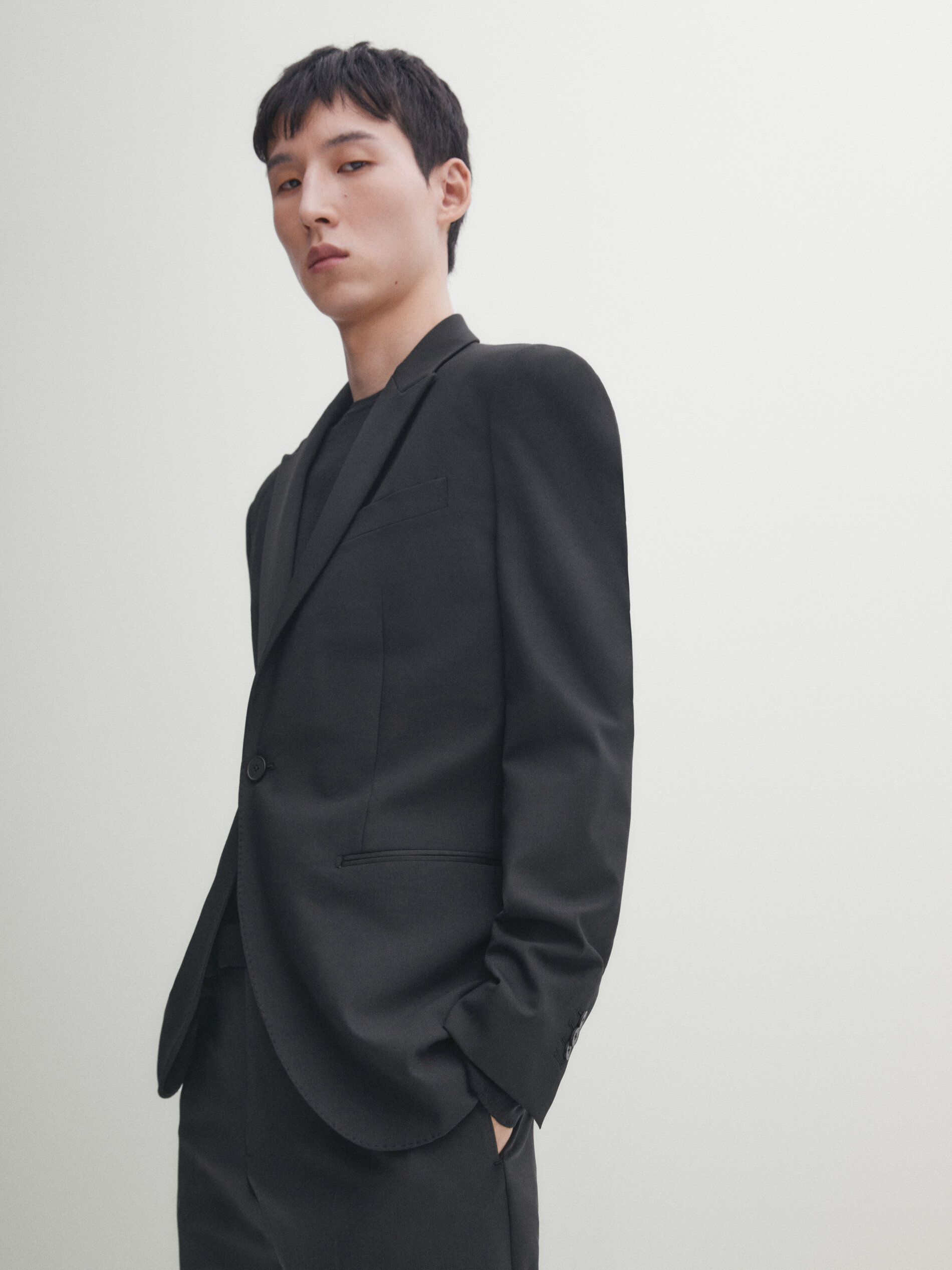Black tuxedo suit blazer Black Dressy Massimo Dutti