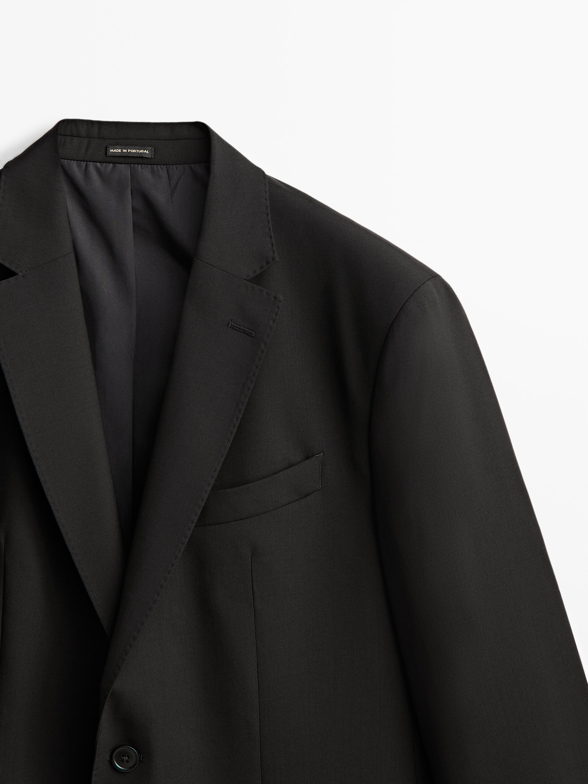 Black bi stretch wool suit blazer Black Dressy Massimo Dutti
