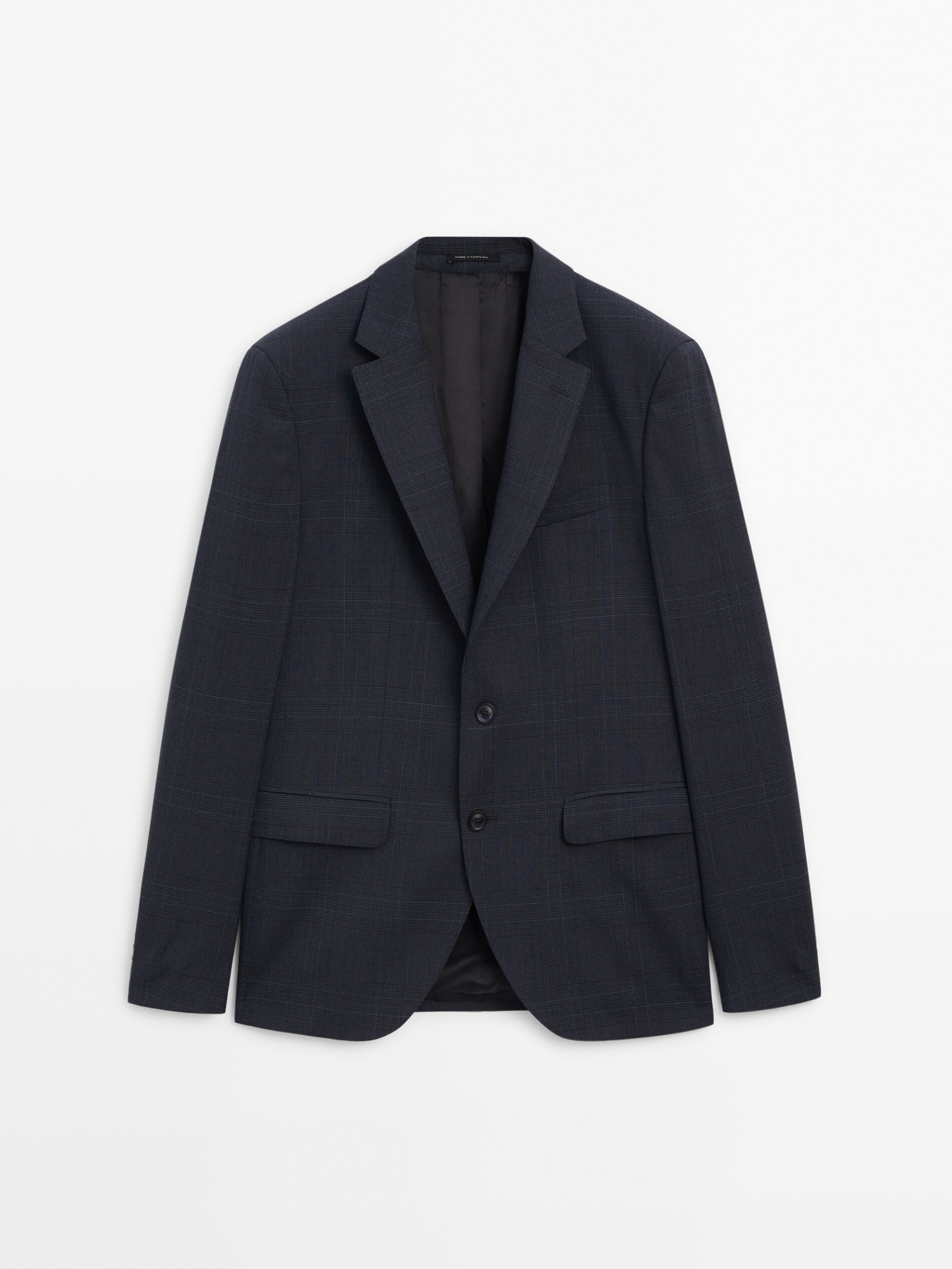Blue checked wool blend suit blazer Bleu Marine Habill