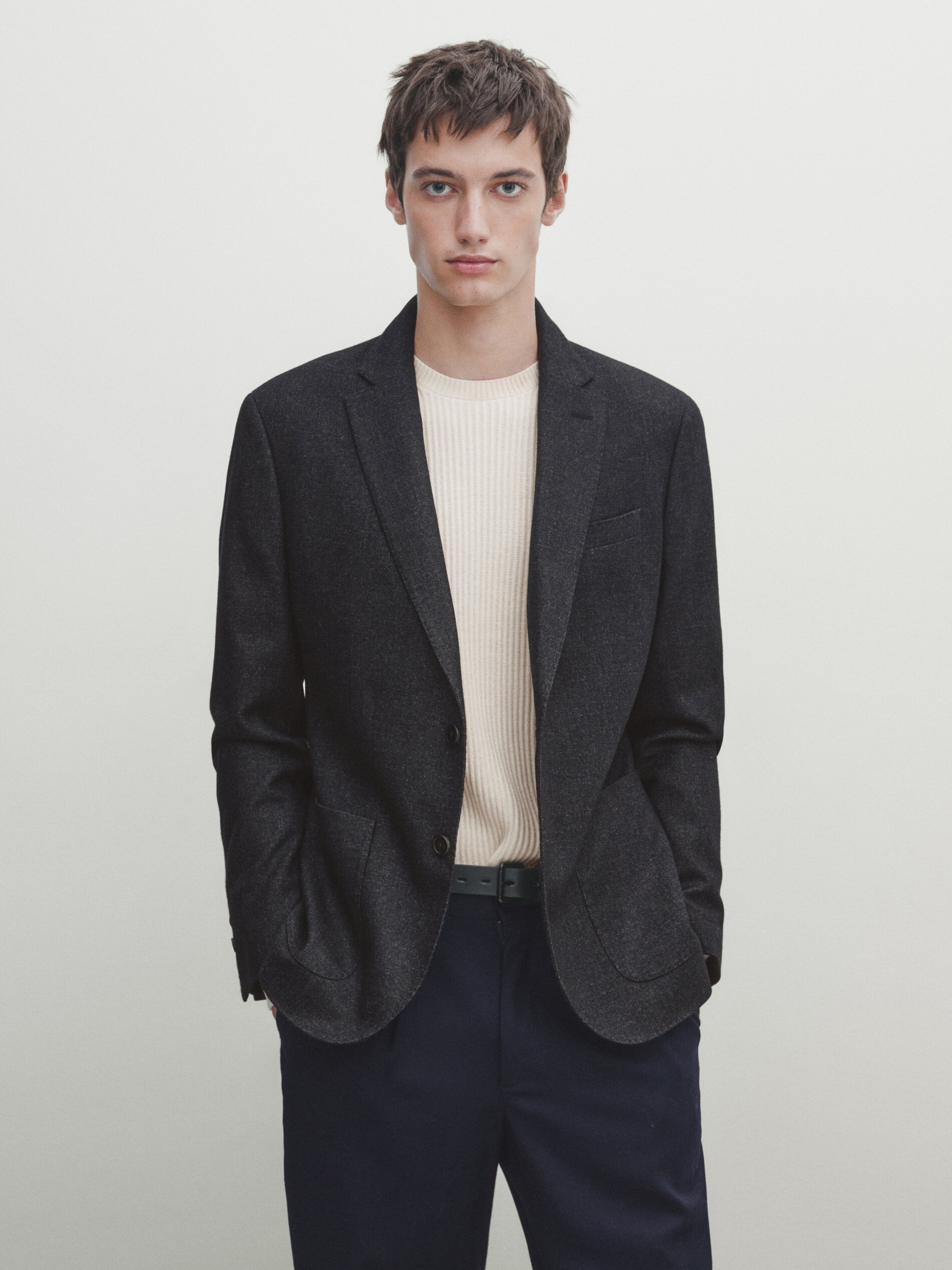 False plain wool blend blazer