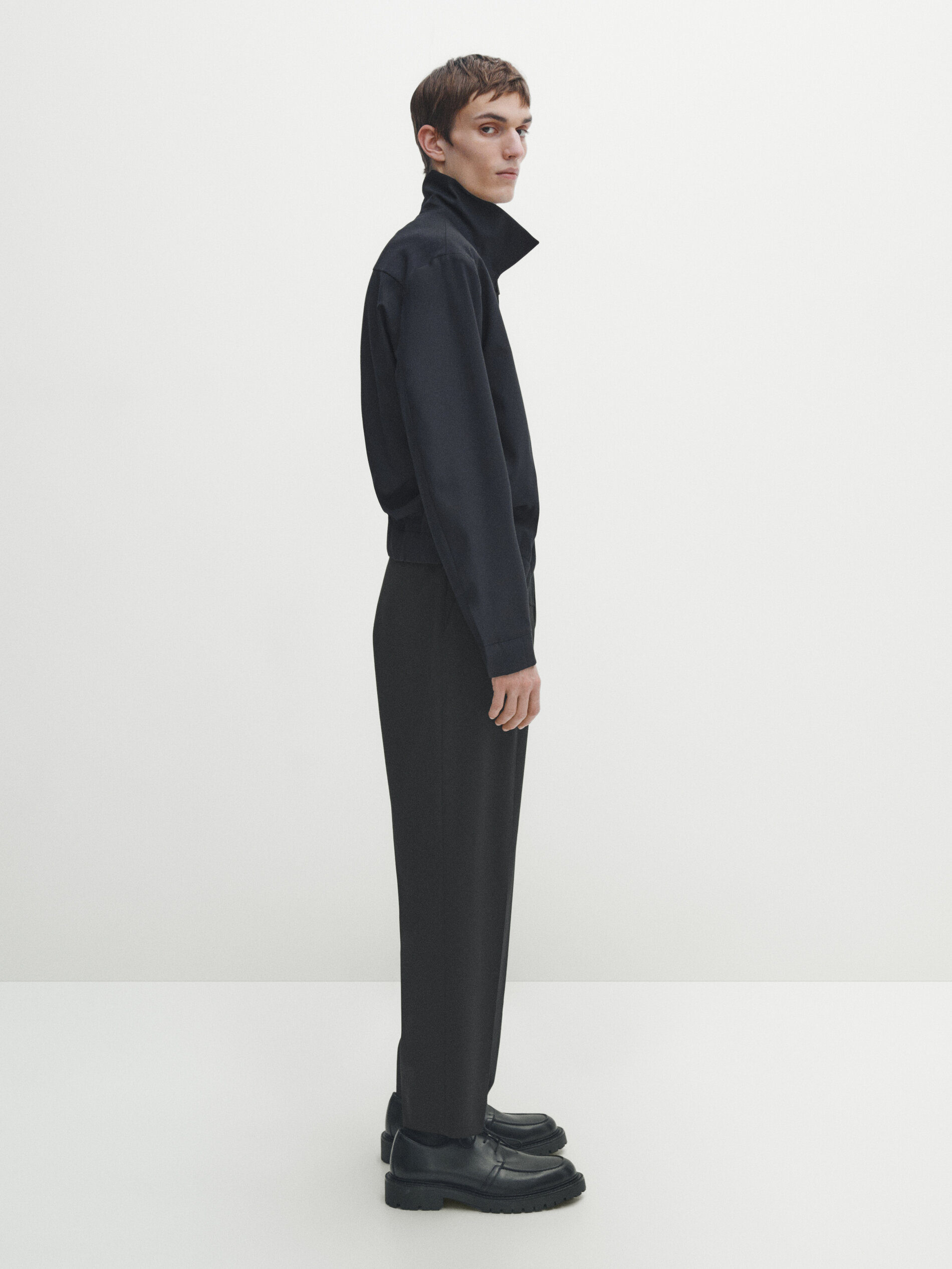 Technical bomber jacket with wool