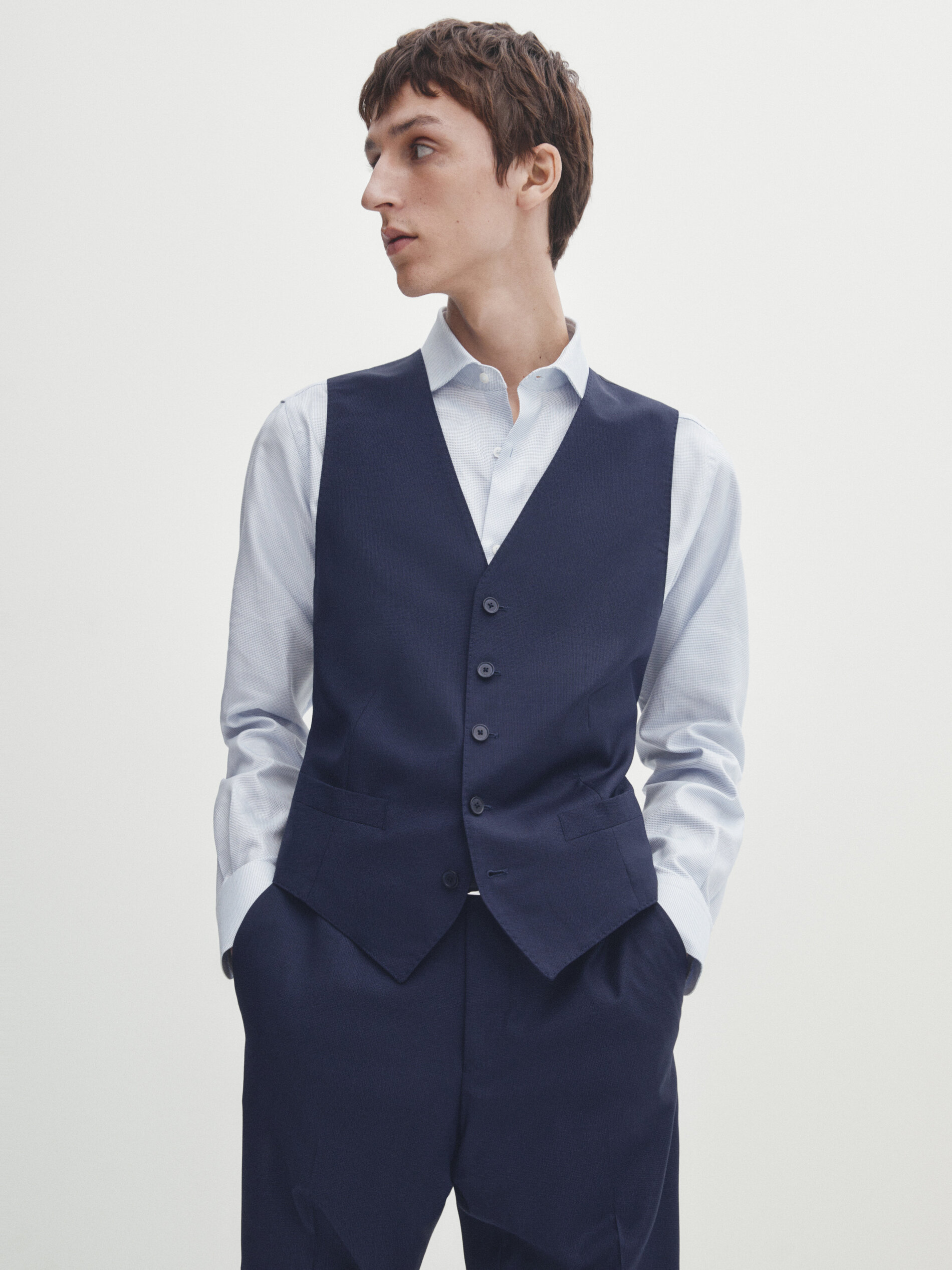 Mini houndstooth suit waistcoat Navy Blue Suit Smart