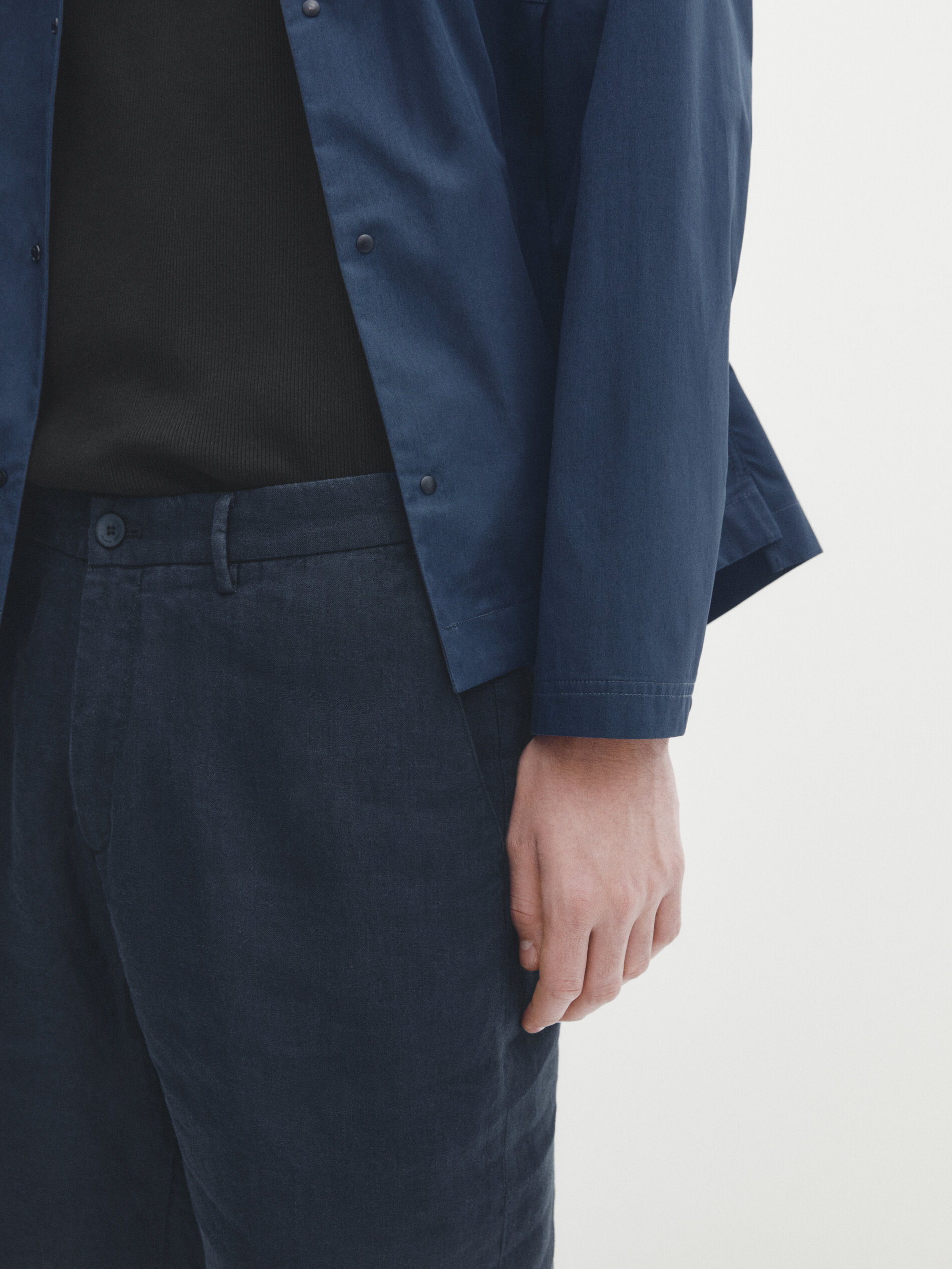 100 linen Bermuda shorts Navy Blue Beige Green Trousers