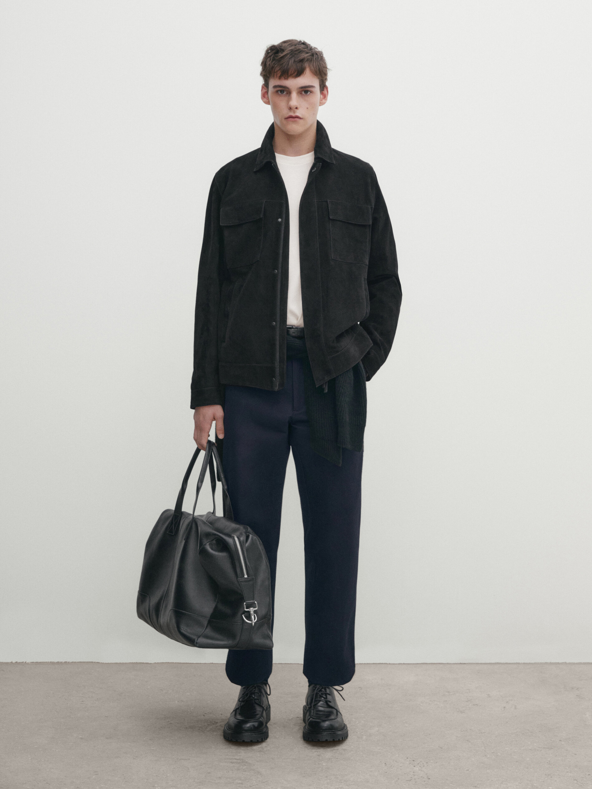 Mens black hotsell suede trucker jacket