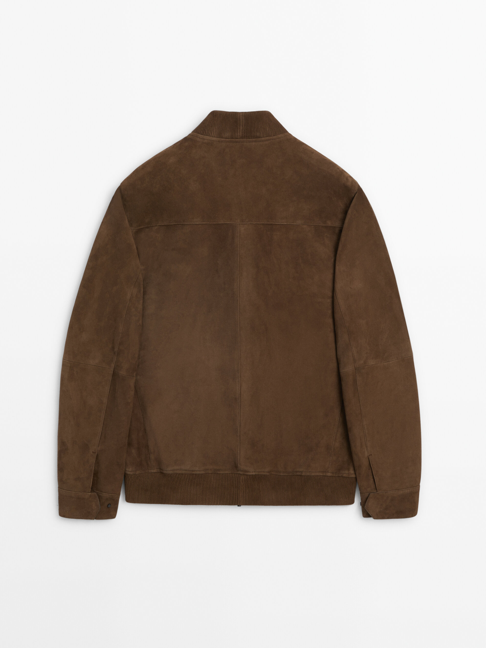 Suede leather bomber jacket with pockets
