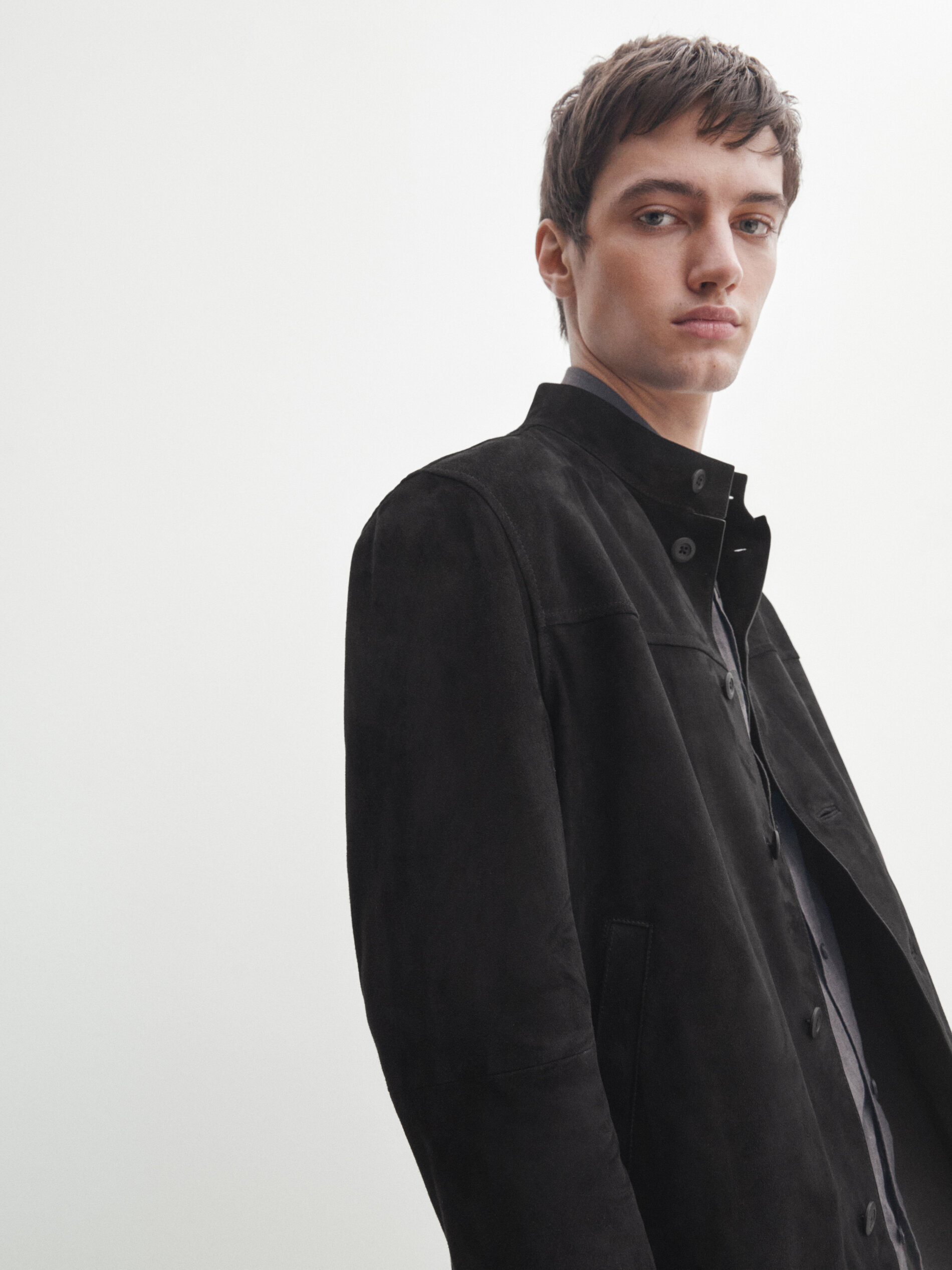 Navy blue store and white jacket
