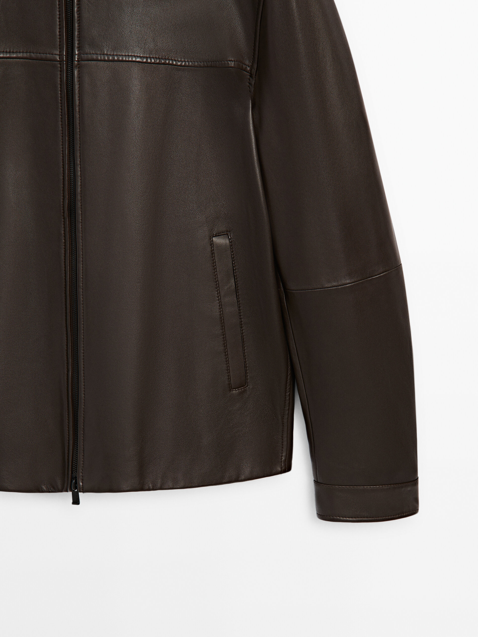 Brown nappa leather jacket Brown Skirts Massimo Dutti