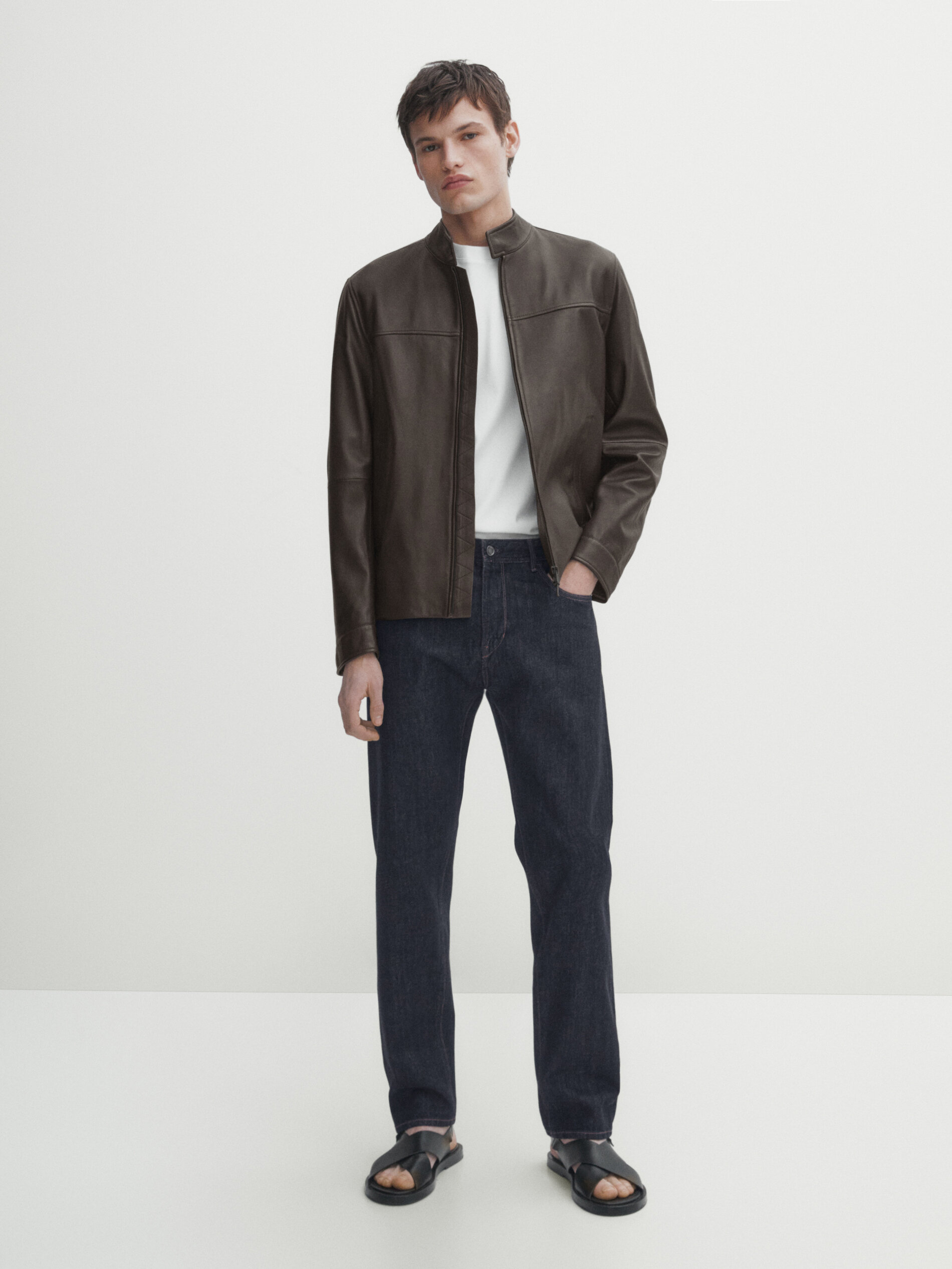Massimo dutti leather on sale shirt