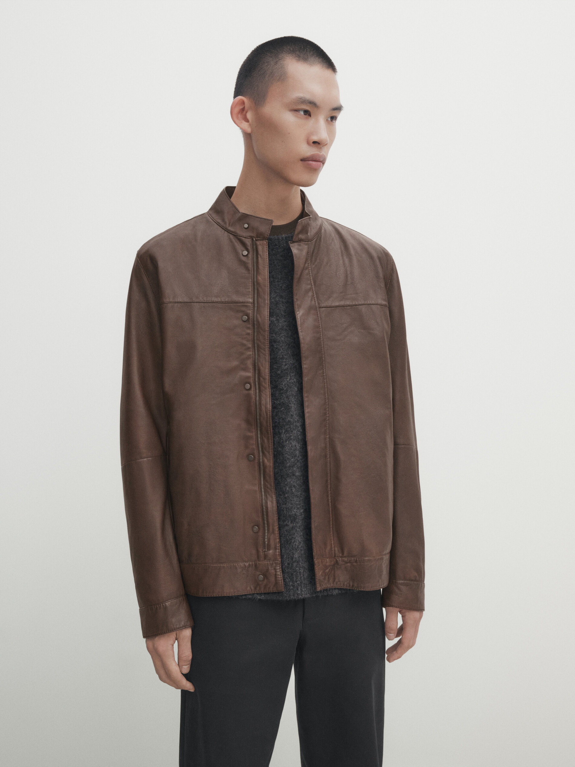 Chaqueta piel napa marr n