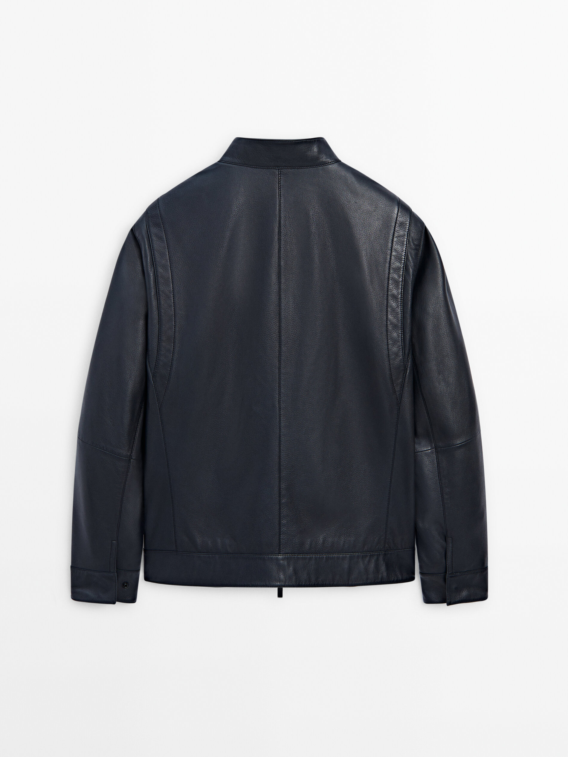 Massimo dutti store blue leather jacket