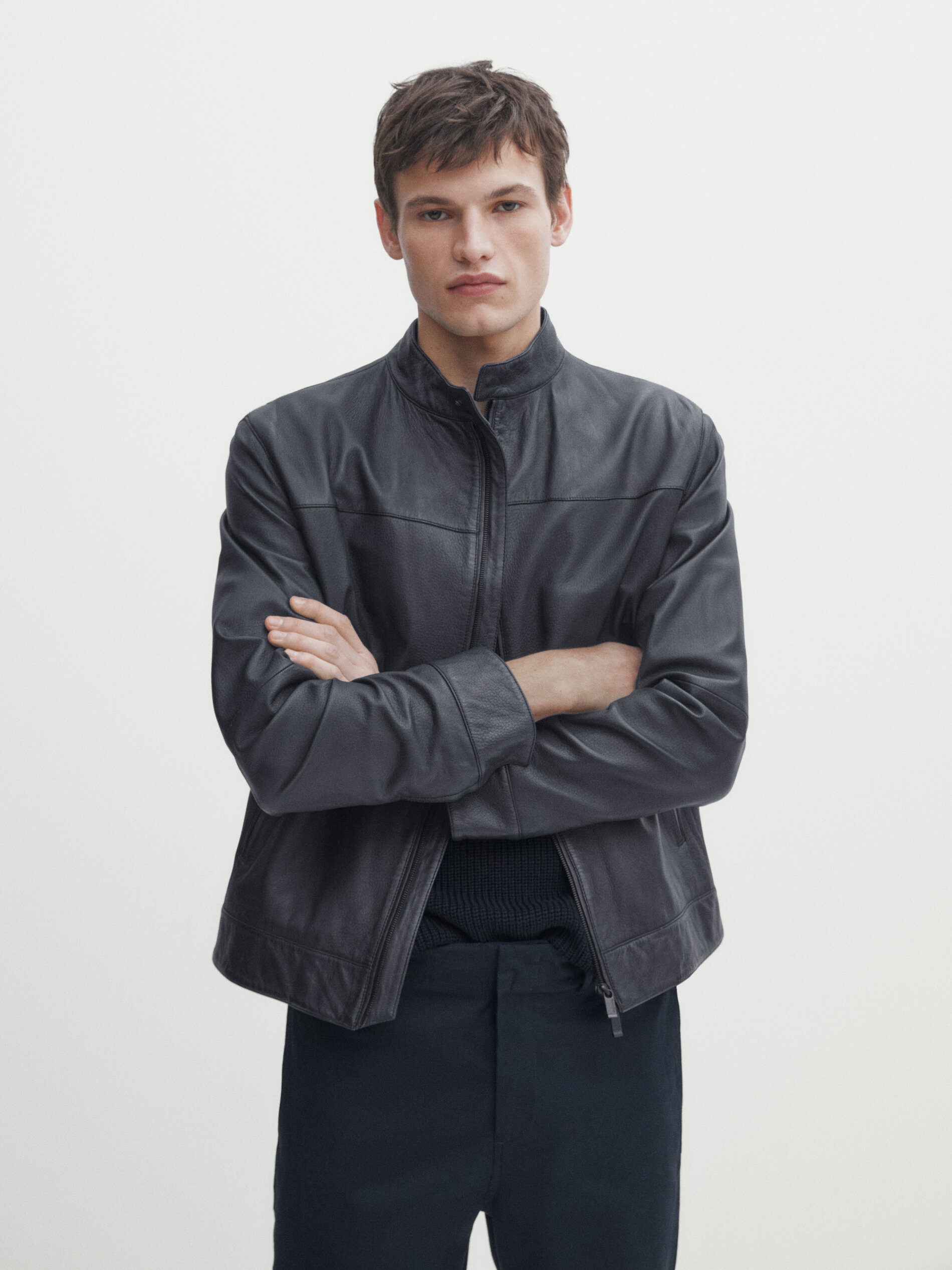 Midnight Blue Leather Mens Jacket: The Bravo — J.L. Rocha Collections