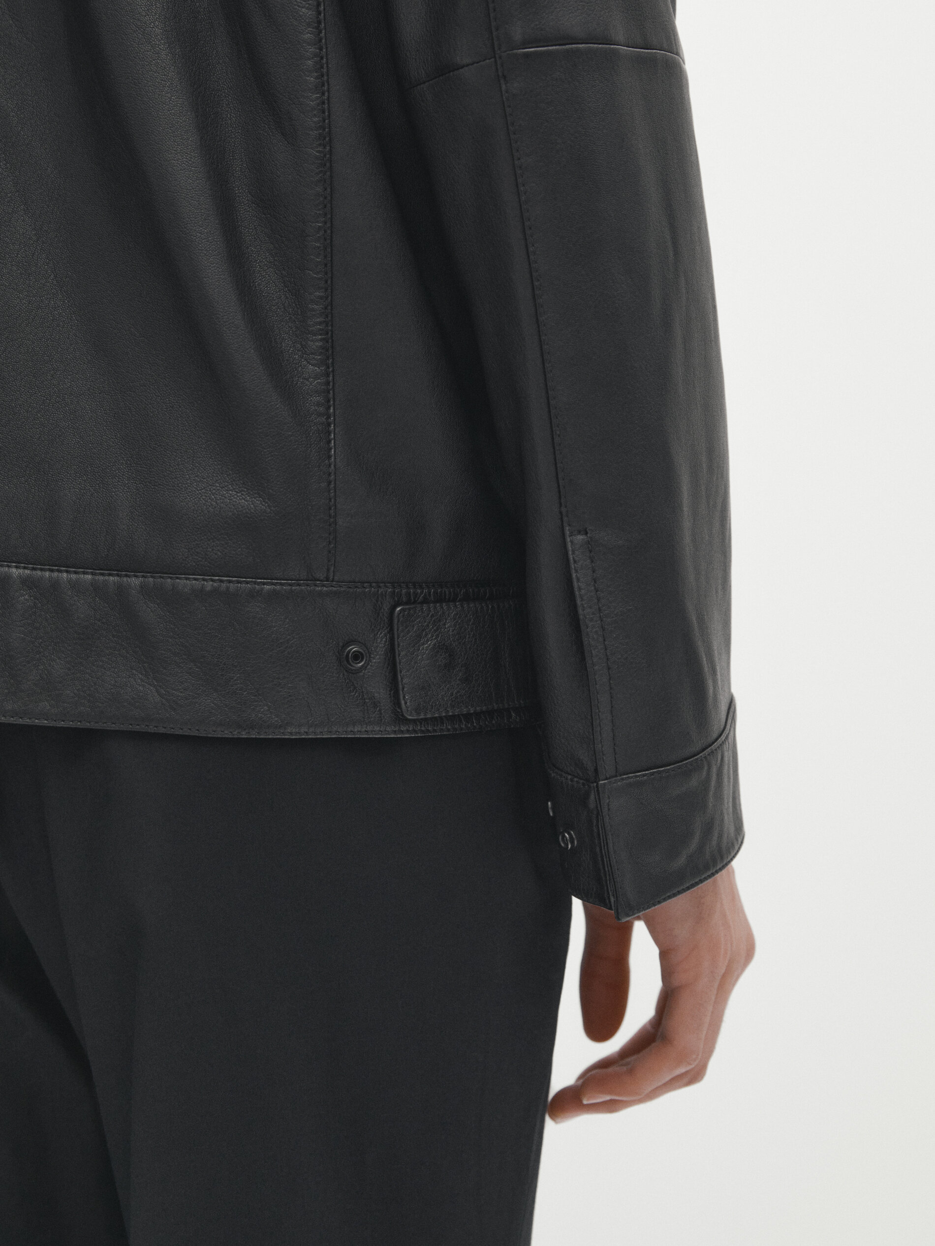 Casual black outlet leather jacket