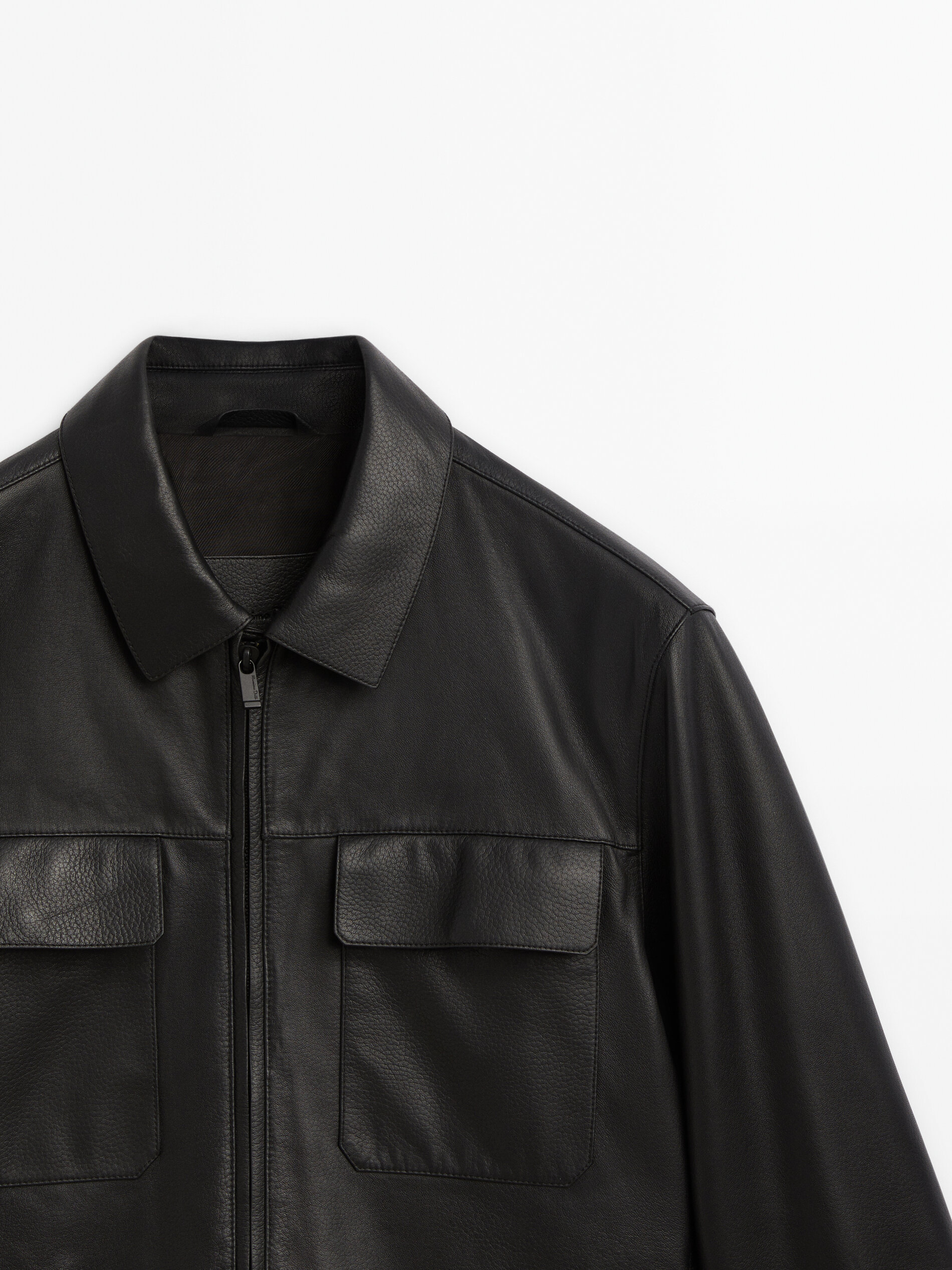 Mens black best sale leather trucker jacket