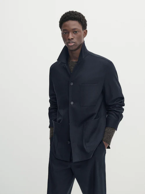 마시모두띠 Massimo Dutti Wool blend flannel overshirt - Studio