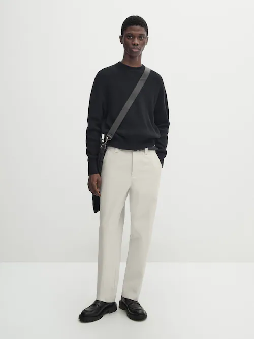 마시모두띠 Massimo Dutti Wide-leg 100% cotton trousers - Studio