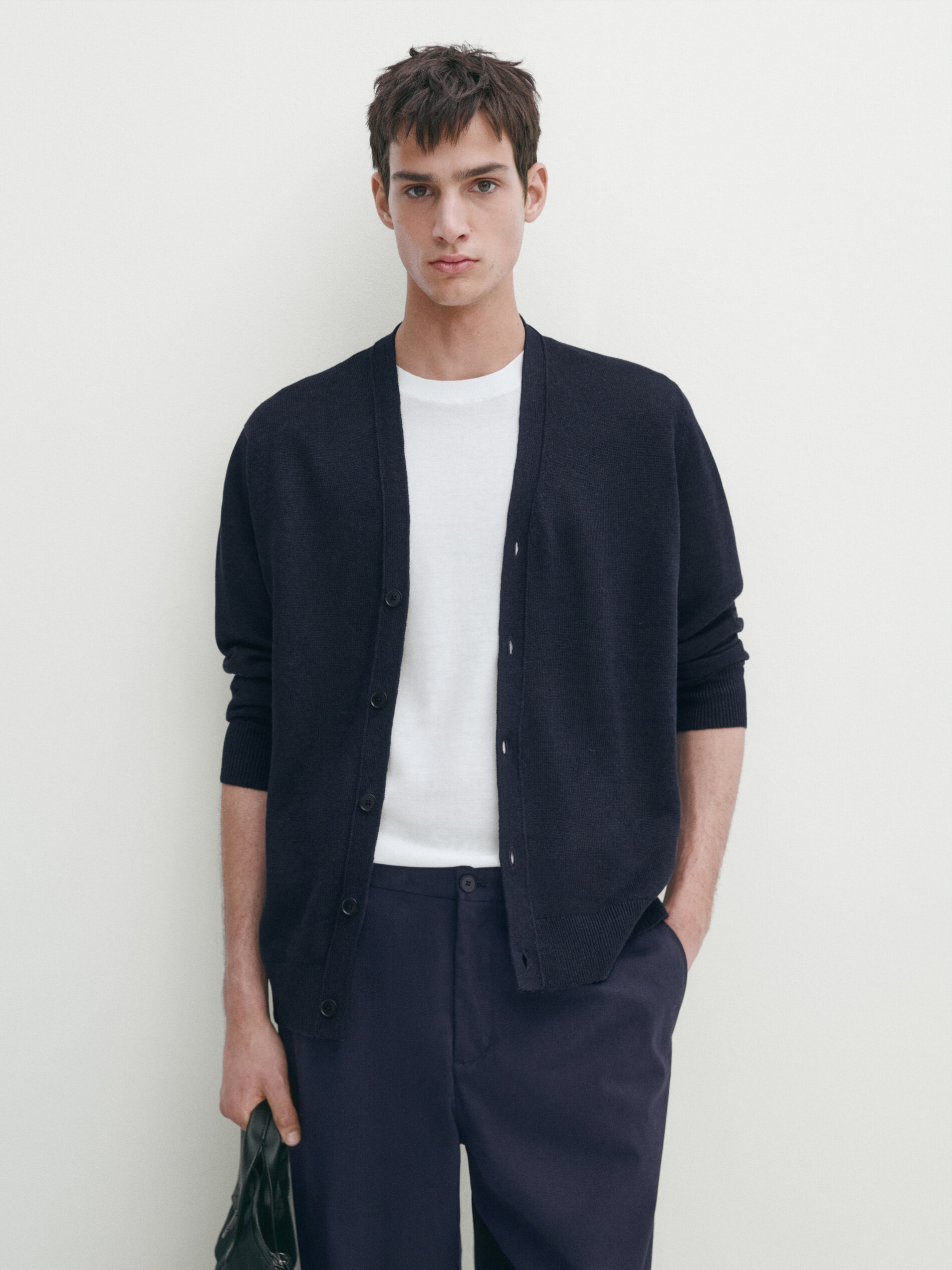 Linen cardigan Studio Navy Blue Khaki Sweaters And
