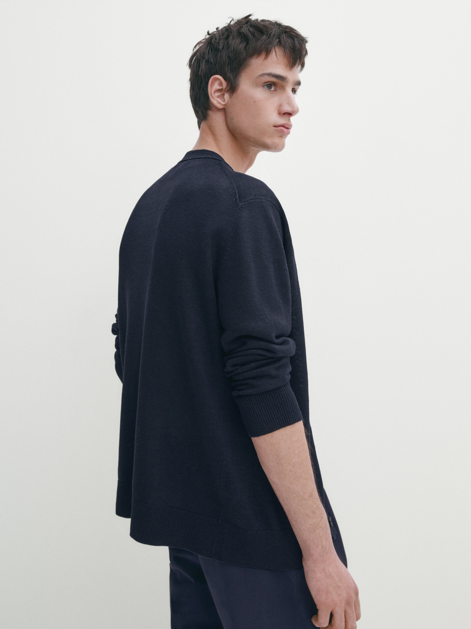 Navy online linen cardigan