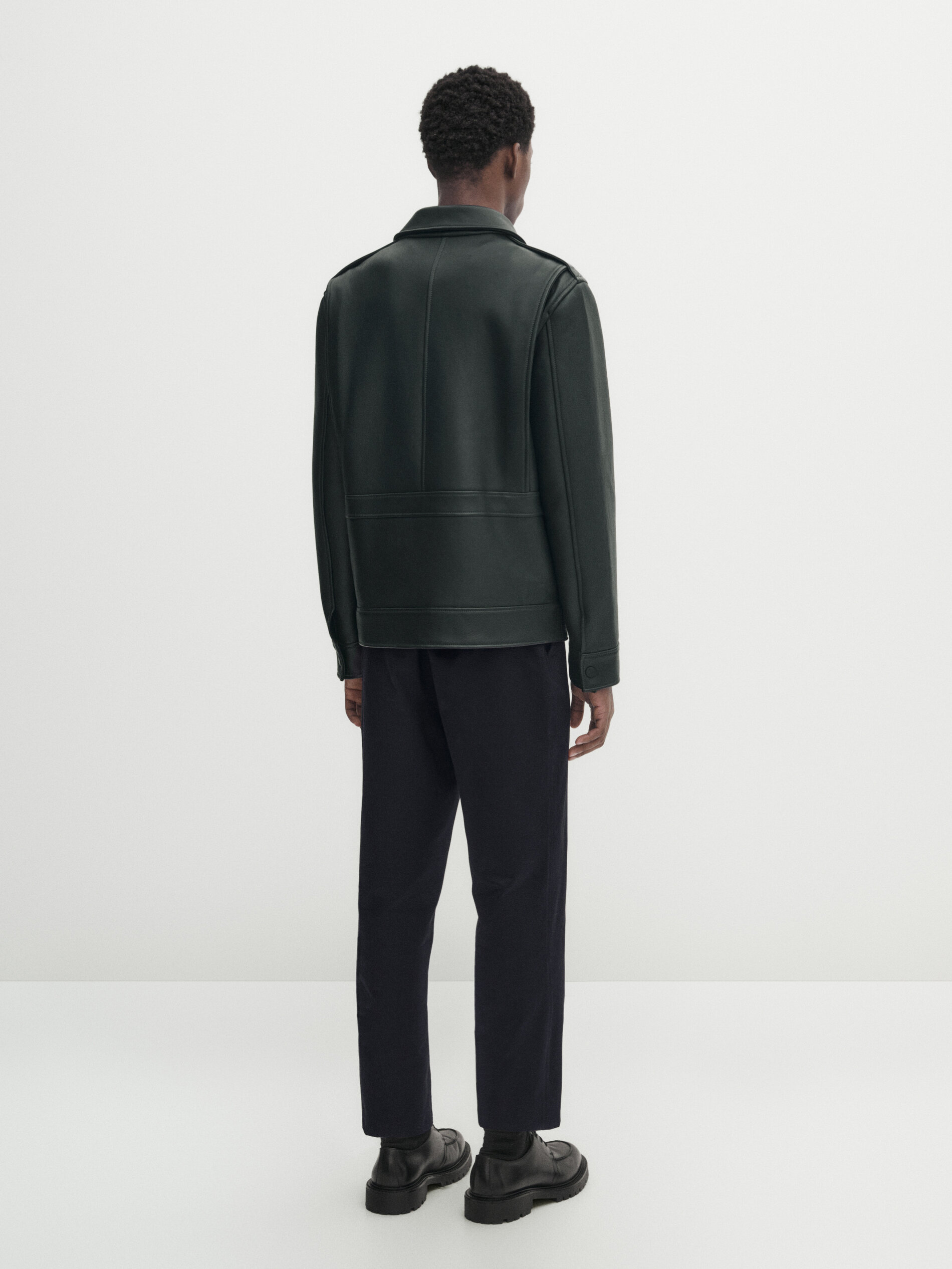 Nappa leather jacket with pockets Studio Dark Khaki Skirts