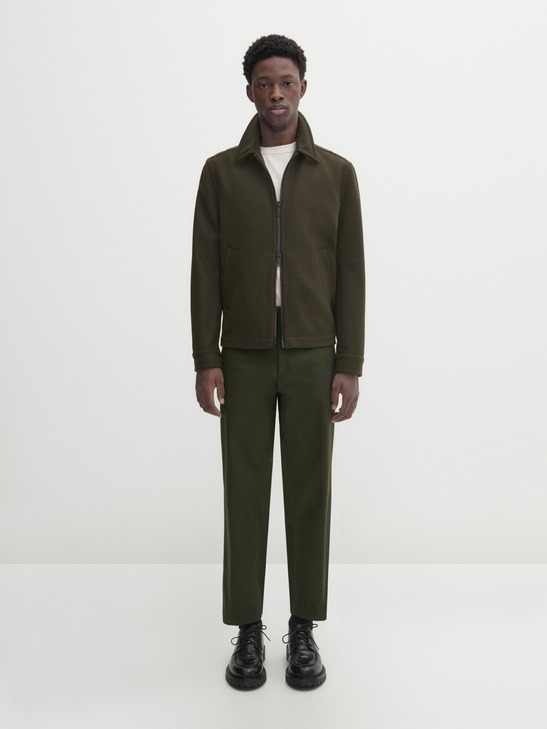 Wool blend jacket with zip Studio