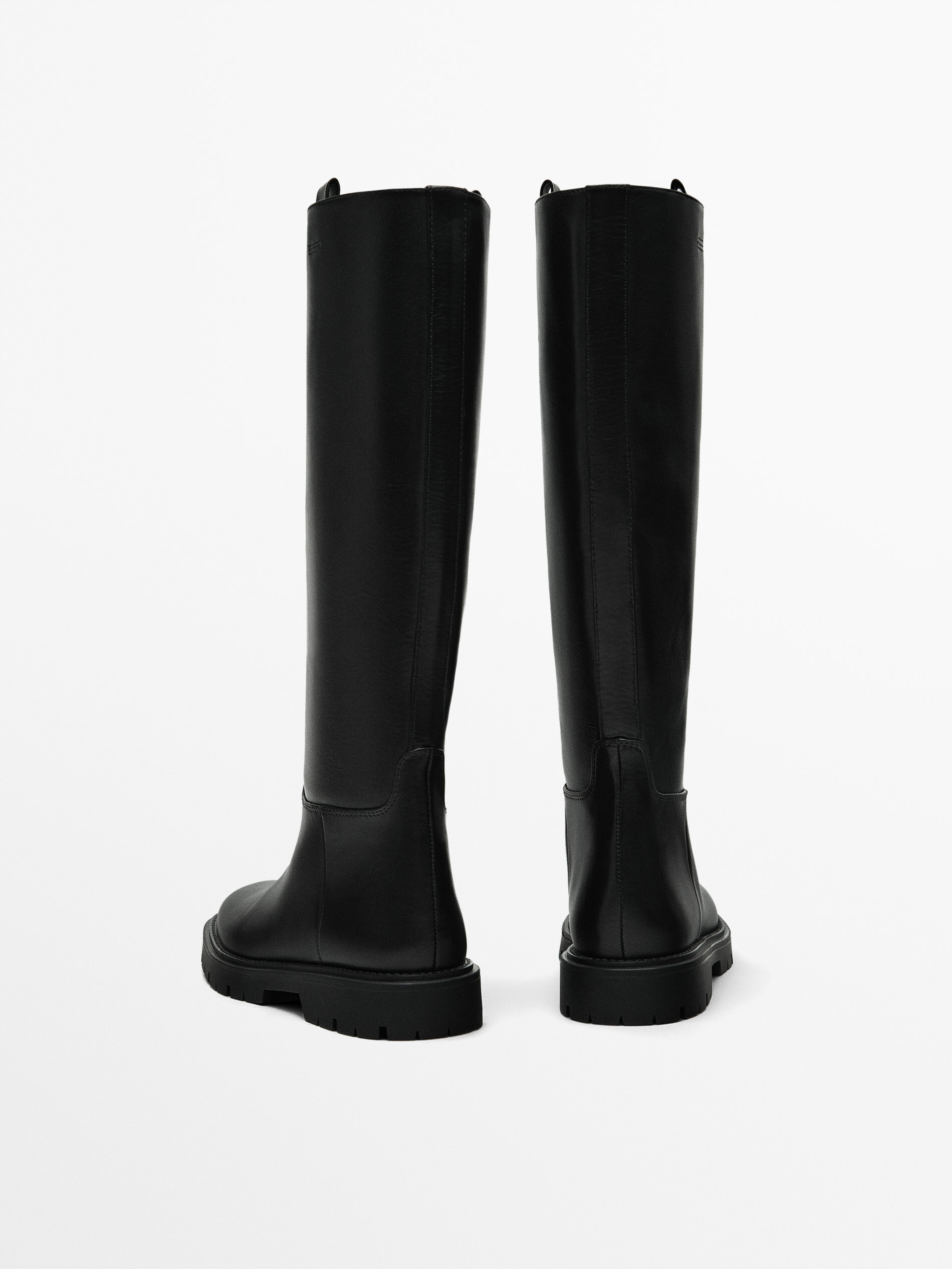 Bottes plates noires cuir hot sale