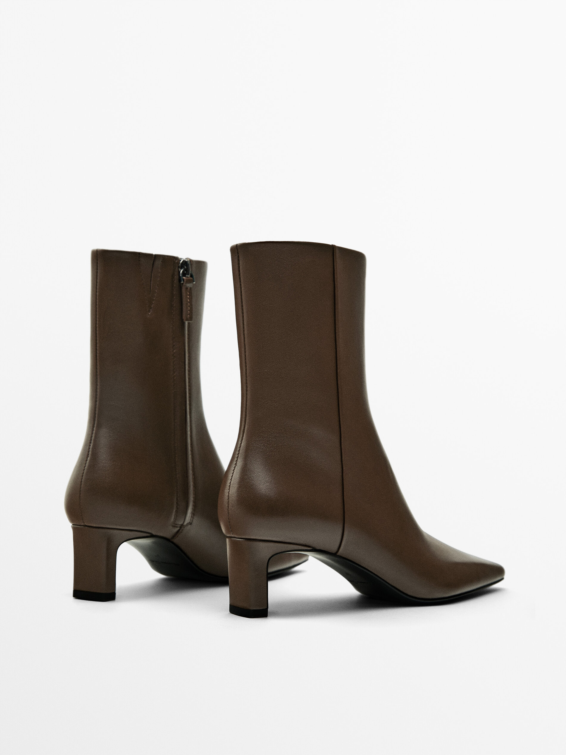 Bot n tac n piel Marr n Botas Y Botines Massimo Dutti