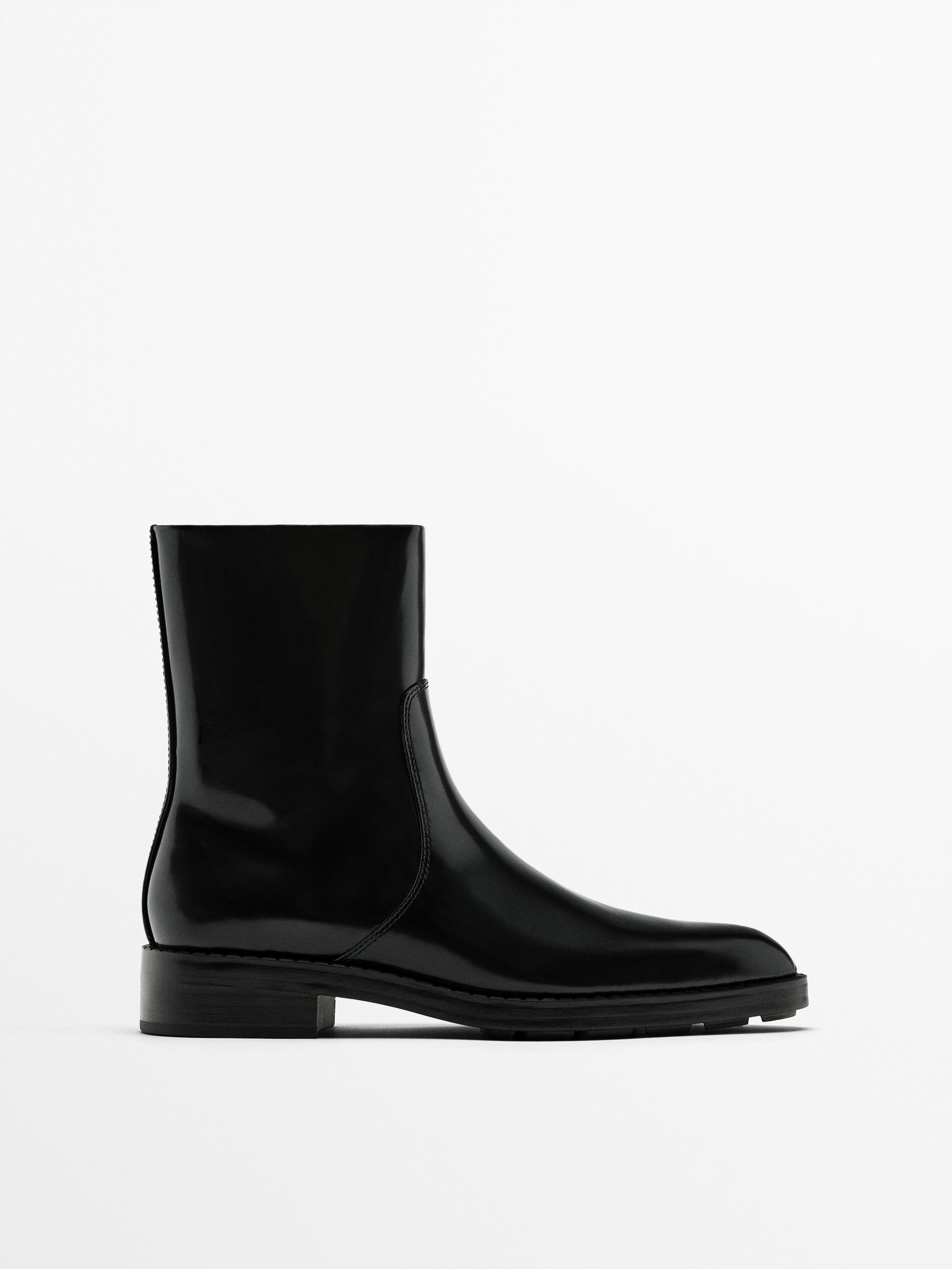 Mens black patent best sale leather chelsea boots