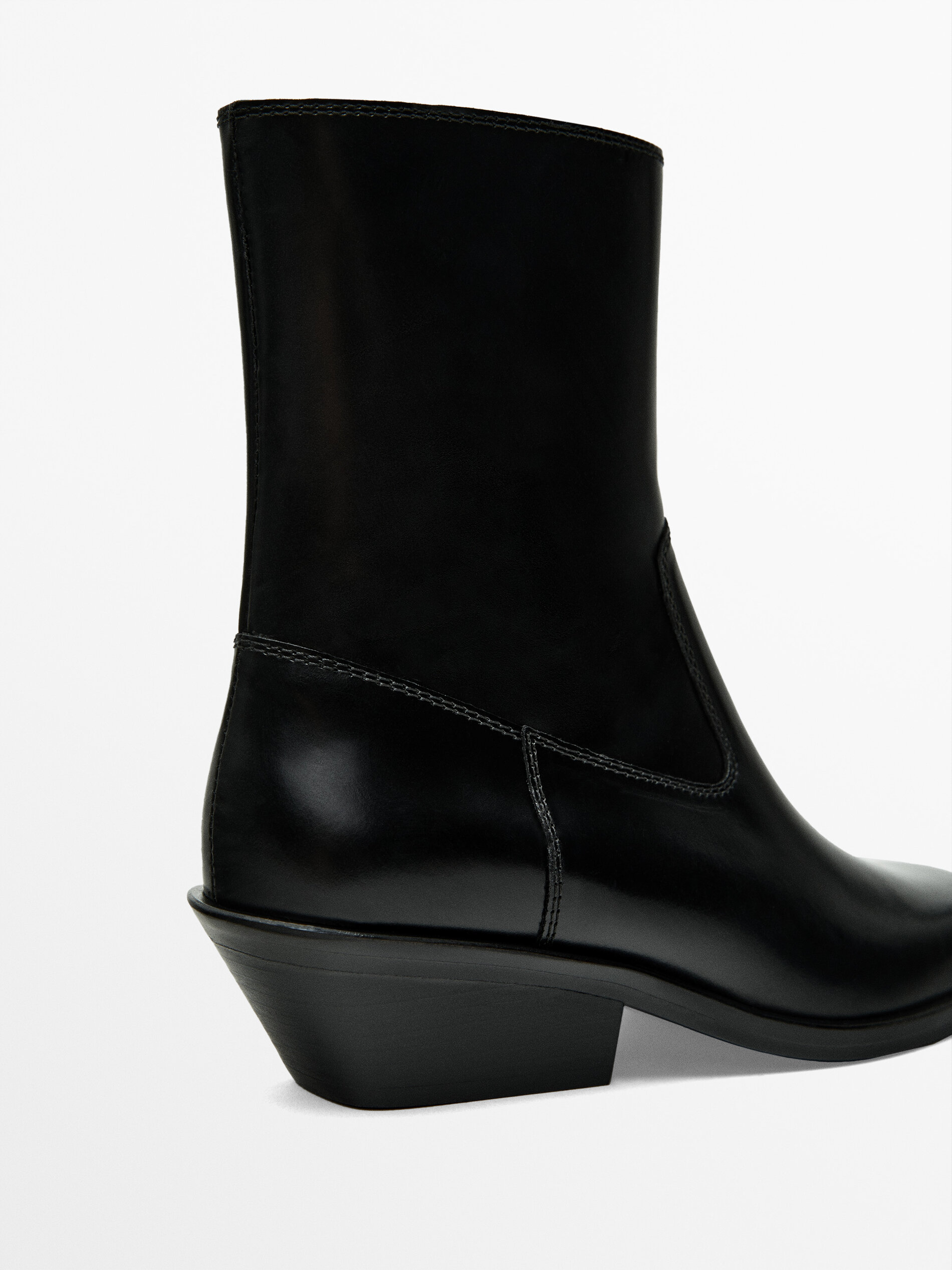 Bottines talon avec bout carr Noir Bottes Et Bottines