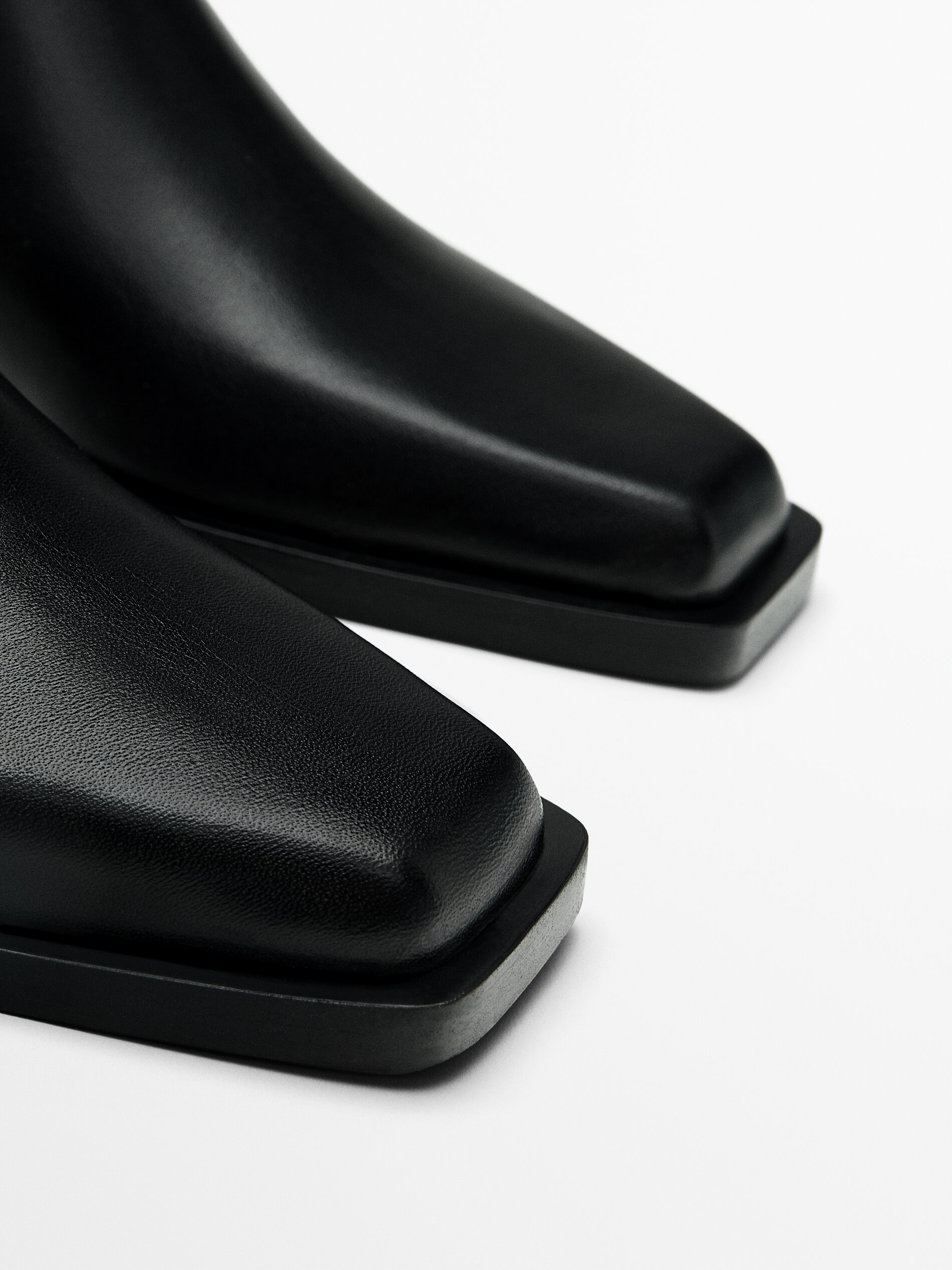 Black leather boots deals square toe