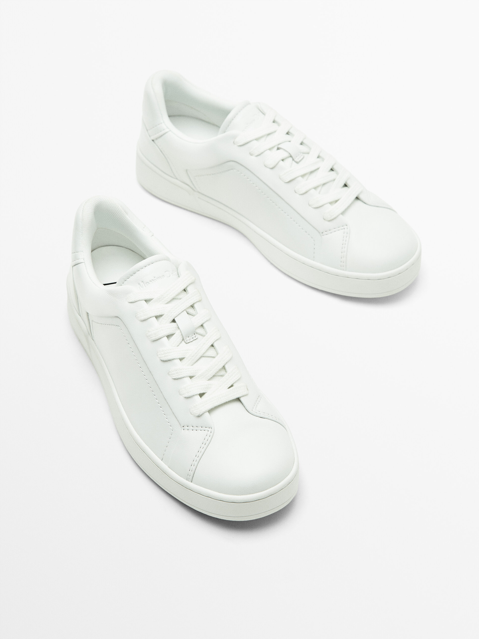 White leather trainers White Shoes Massimo Dutti