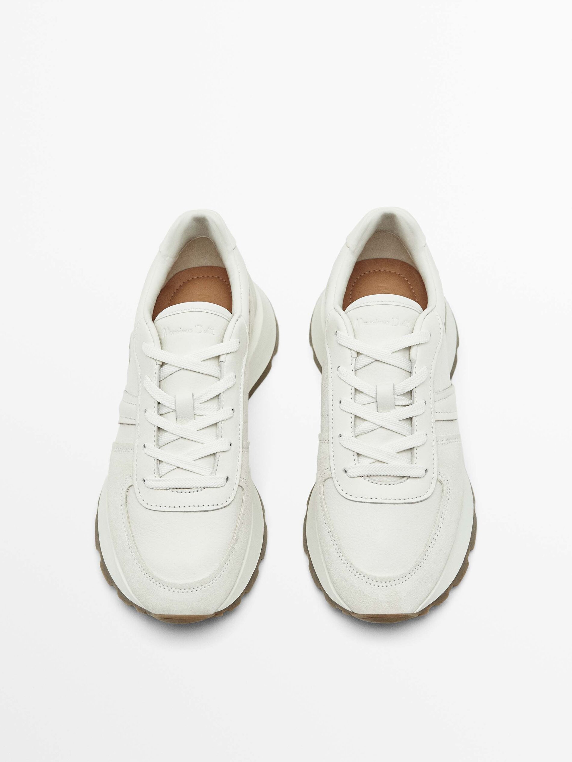 LEATHER TRAINERS WITH TRIMMED HEEL